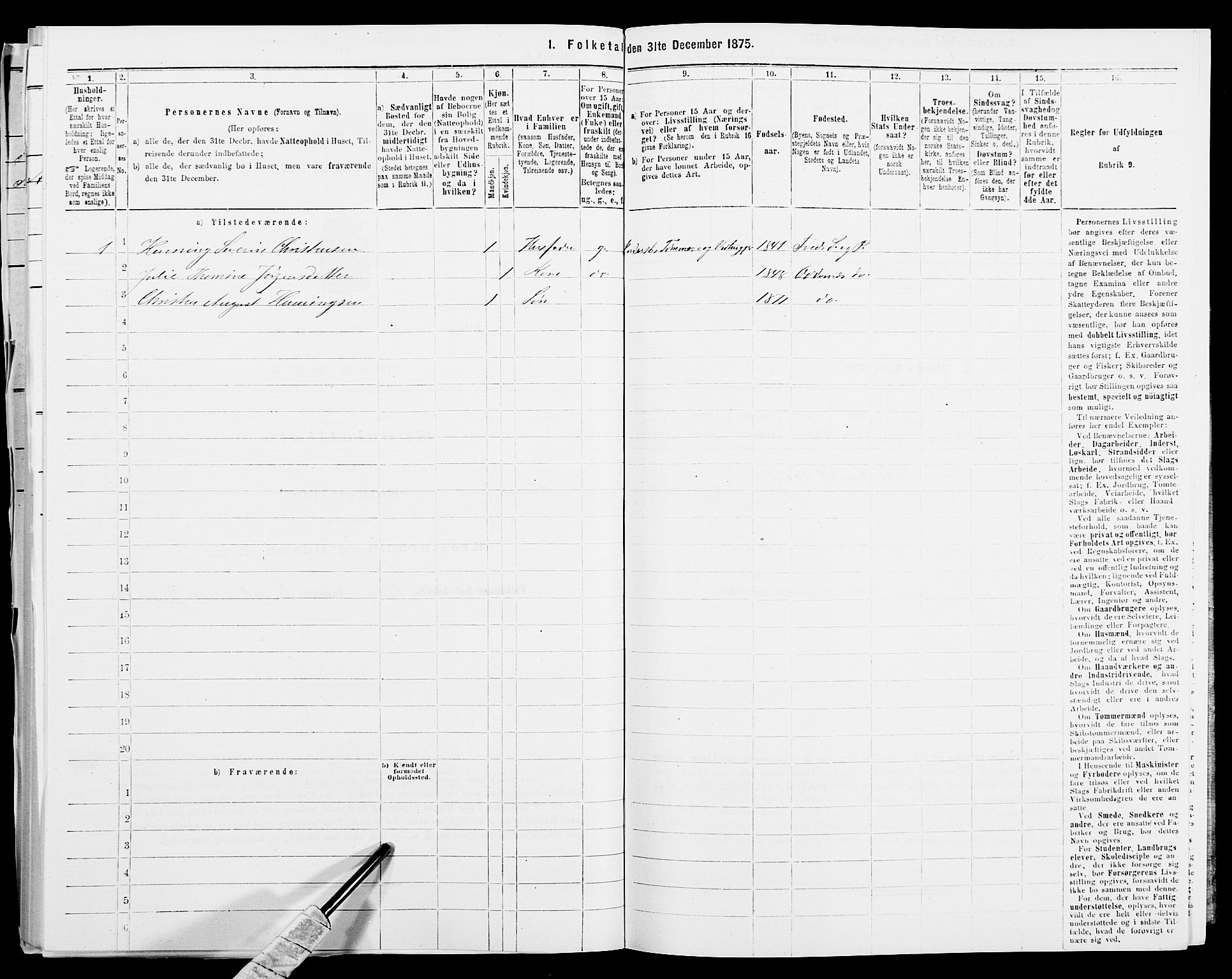 SAK, Folketelling 1875 for 1012P Oddernes prestegjeld, 1875, s. 426