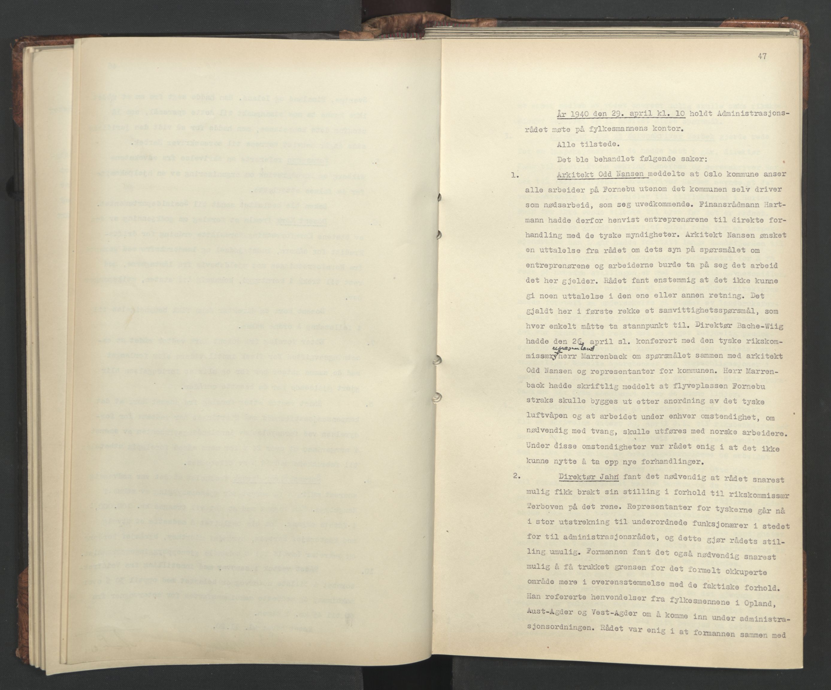Administrasjonsrådet, AV/RA-S-1004/A/L0001: Møteprotokoll med tillegg 15/4-25/9, 1940, s. 47