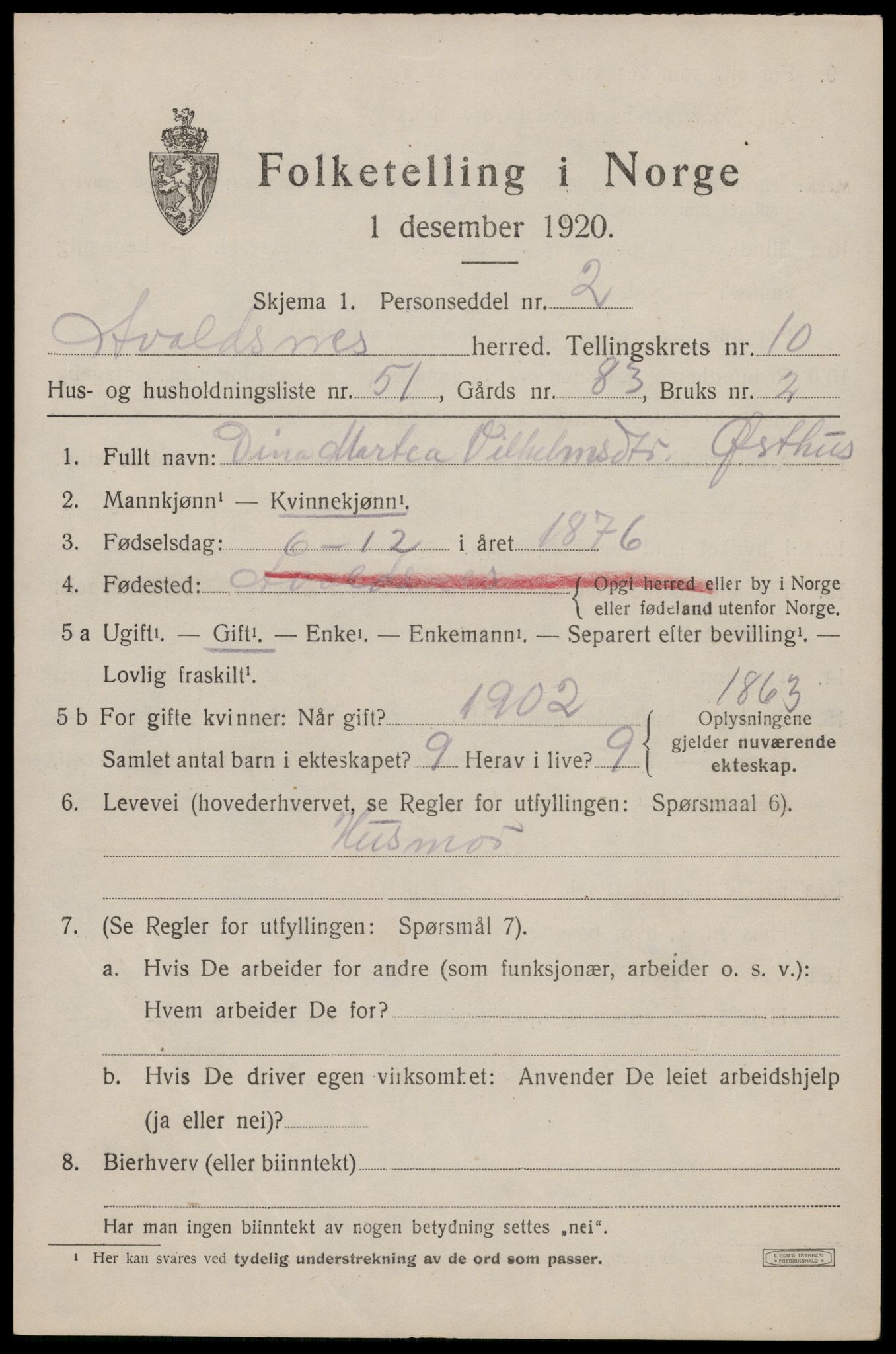 SAST, Folketelling 1920 for 1147 Avaldsnes herred, 1920, s. 7863