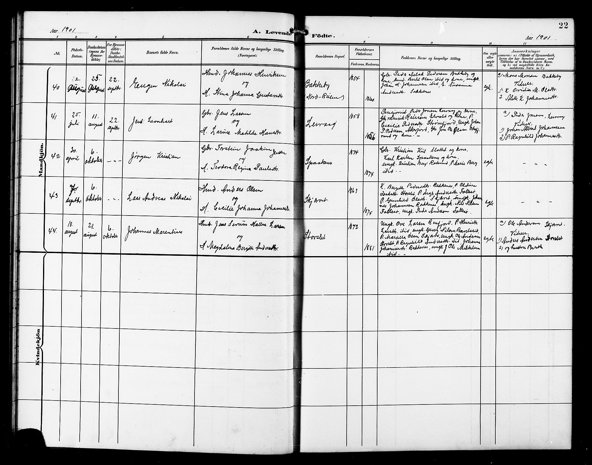 Skjervøy sokneprestkontor, AV/SATØ-S-1300/H/Ha/Hab/L0008klokker: Klokkerbok nr. 8, 1900-1910, s. 22