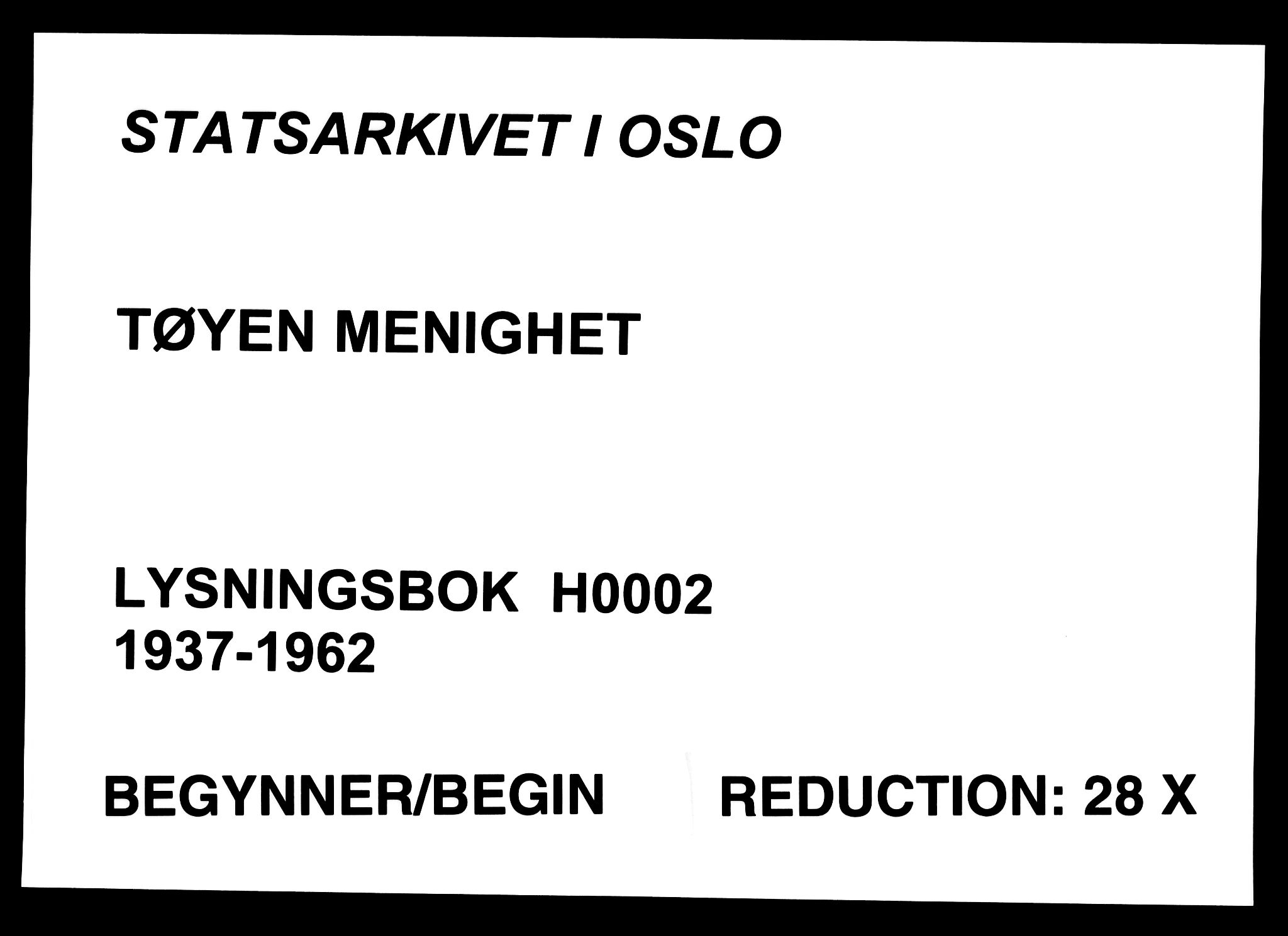 Tøyen prestekontor Kirkebøker, AV/SAO-A-10167a/H/Ha/L0002: Lysningsprotokoll nr. 2, 1937-1962