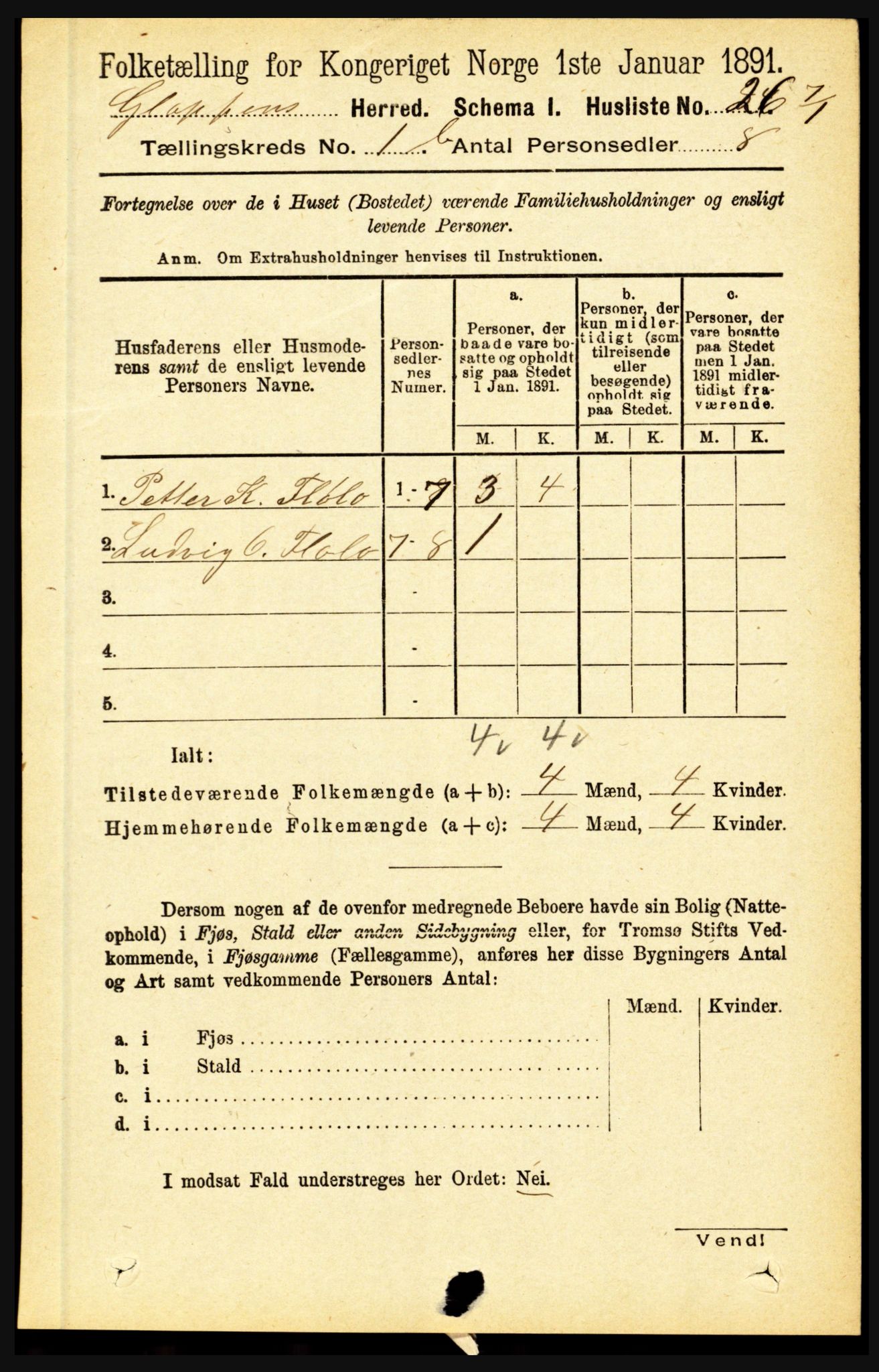 RA, Folketelling 1891 for 1445 Gloppen herred, 1891, s. 399