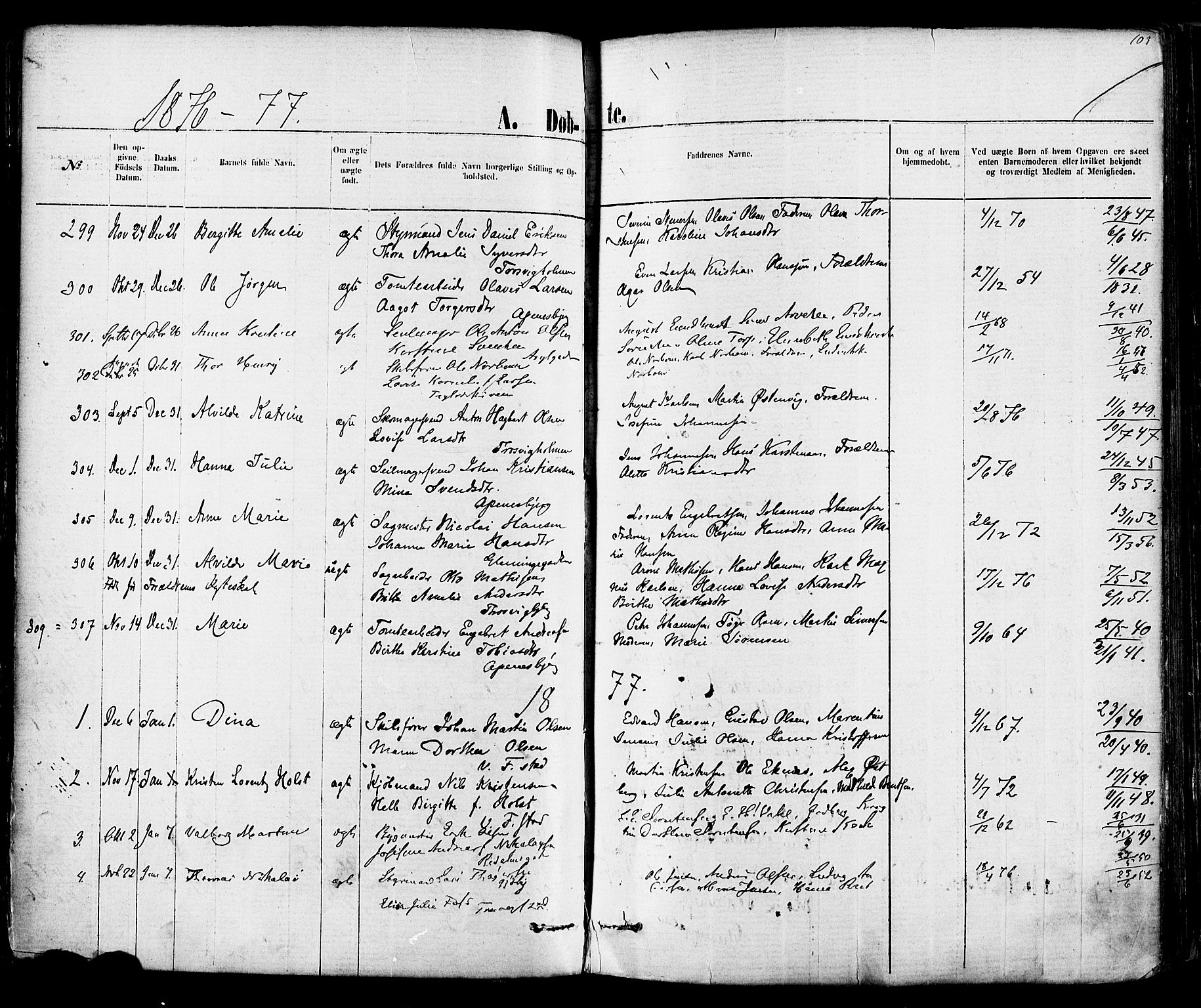 Fredrikstad domkirkes prestekontor Kirkebøker, AV/SAO-A-10906/F/Fa/L0001: Ministerialbok nr. 1, 1871-1878, s. 103