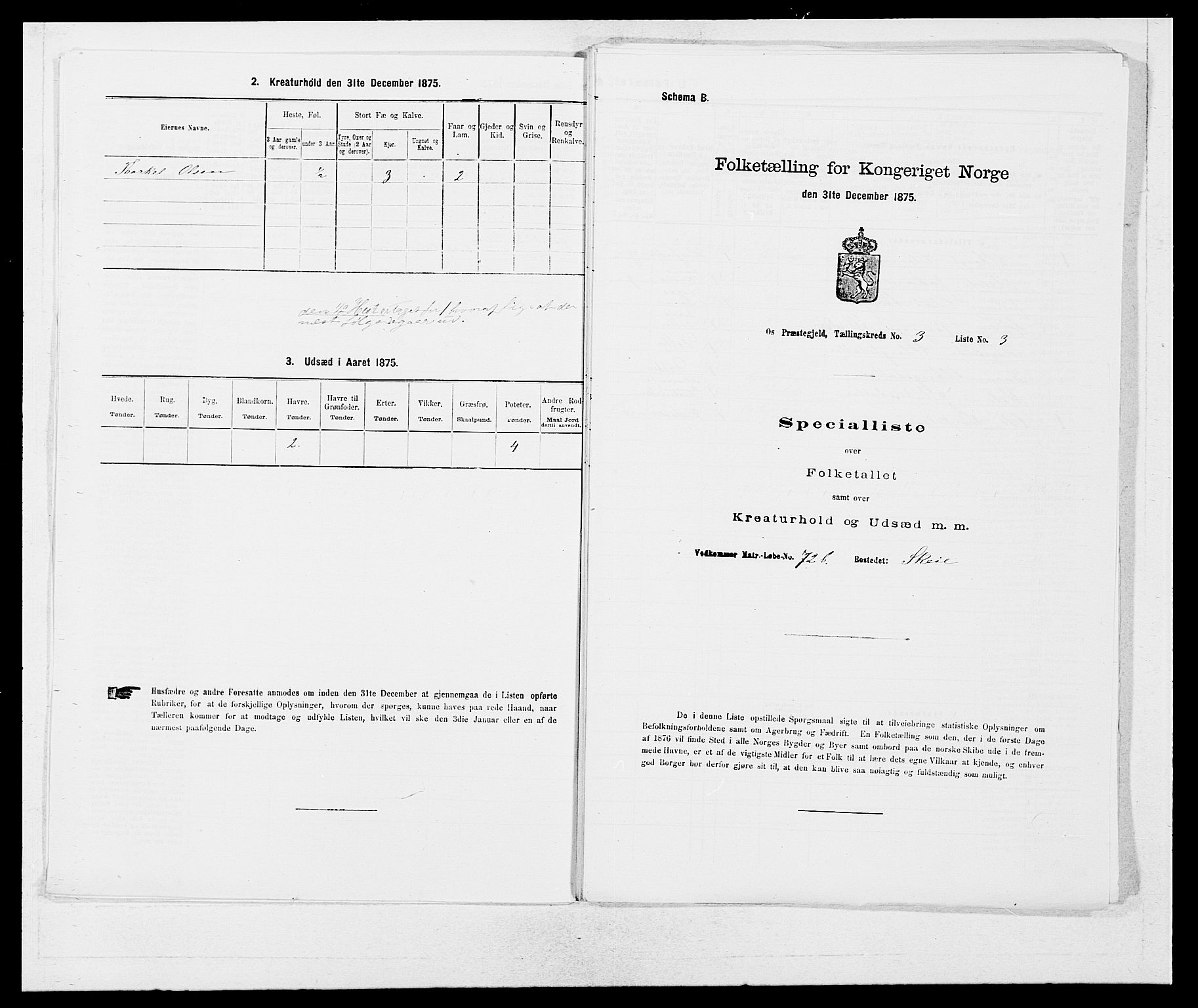 SAB, Folketelling 1875 for 1243P Os prestegjeld, 1875, s. 271