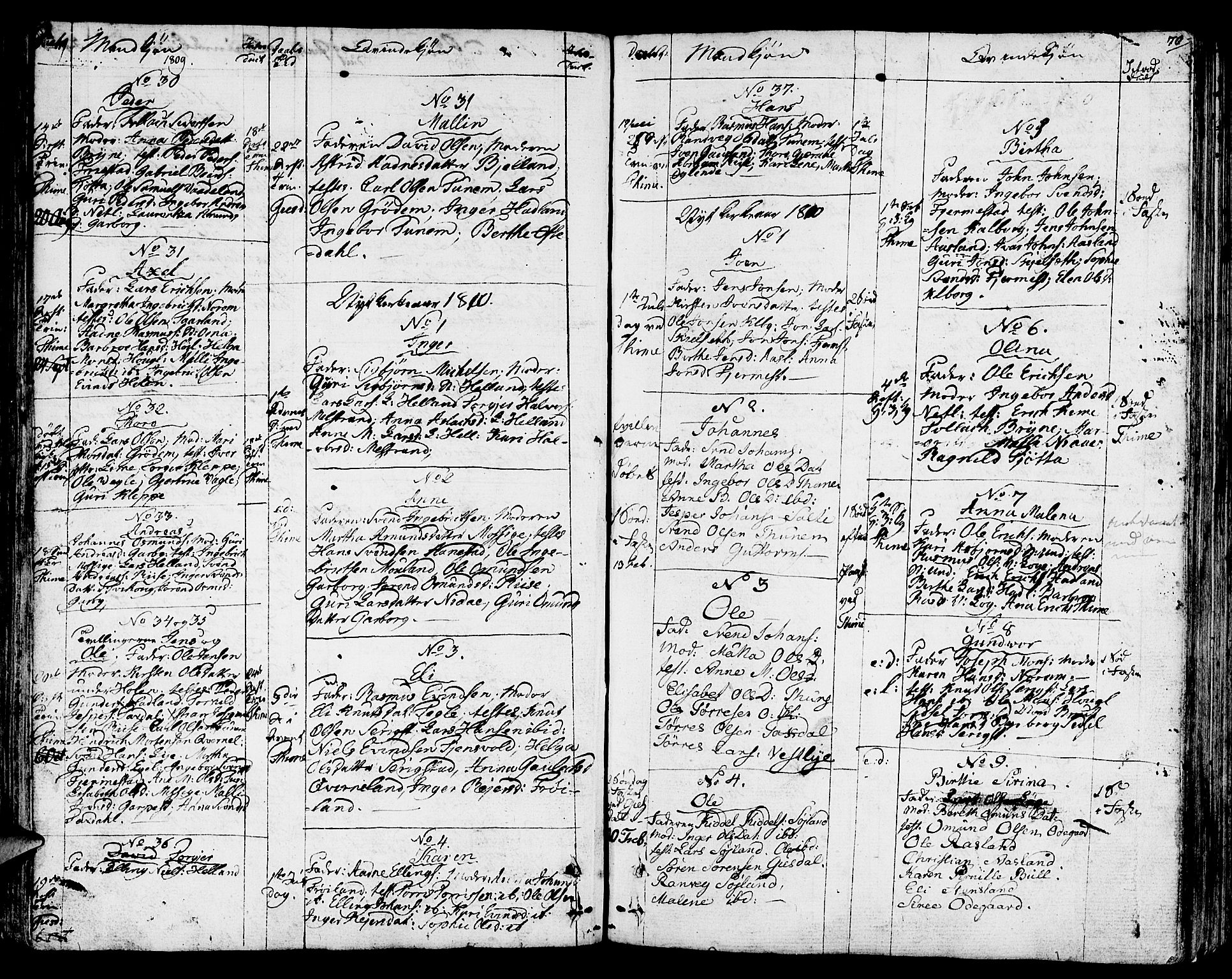 Lye sokneprestkontor, AV/SAST-A-101794/001/30BA/L0002: Ministerialbok nr. A 2, 1799-1817, s. 70