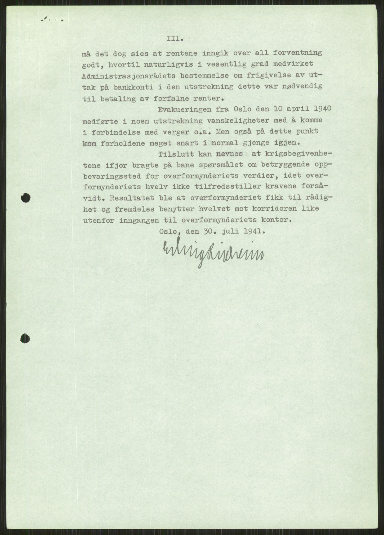 Forsvaret, Forsvarets krigshistoriske avdeling, AV/RA-RAFA-2017/Y/Ya/L0013: II-C-11-31 - Fylkesmenn.  Rapporter om krigsbegivenhetene 1940., 1940, s. 652