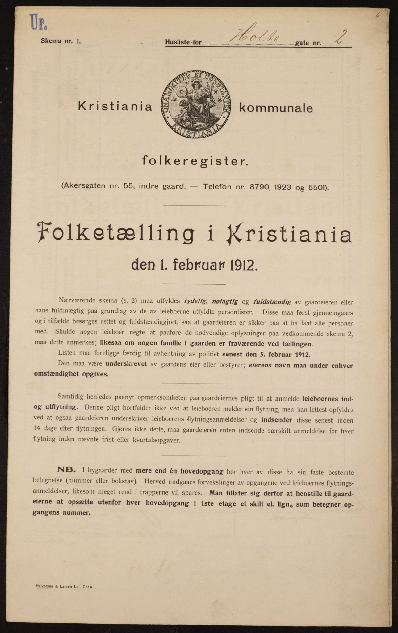 OBA, Kommunal folketelling 1.2.1912 for Kristiania, 1912, s. 41513