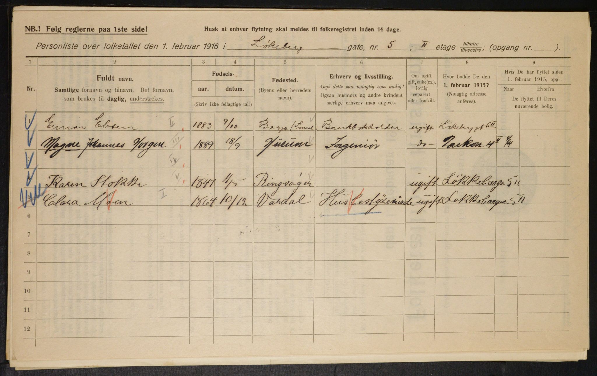 OBA, Kommunal folketelling 1.2.1916 for Kristiania, 1916, s. 59883