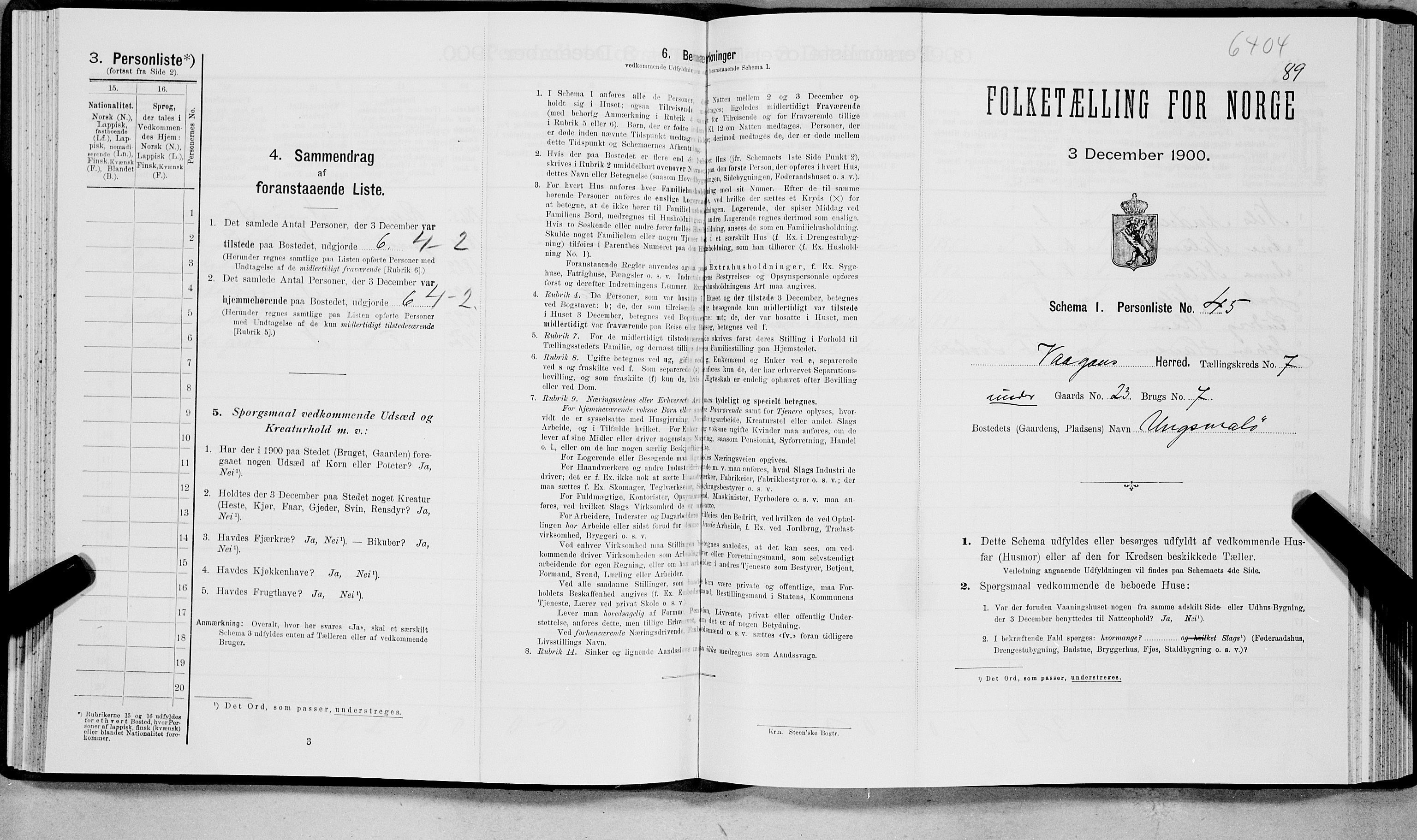 SAT, Folketelling 1900 for 1865 Vågan herred, 1900, s. 987