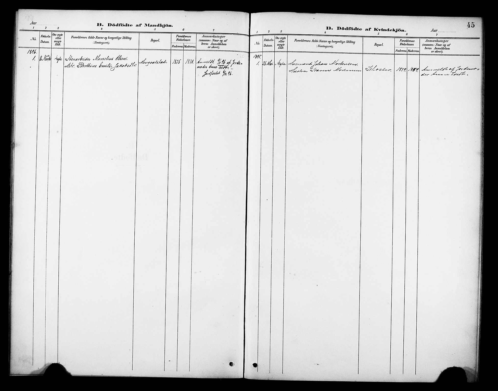 Rennesøy sokneprestkontor, SAST/A -101827/H/Ha/Haa/L0014: Ministerialbok nr. A 14, 1890-1908, s. 45