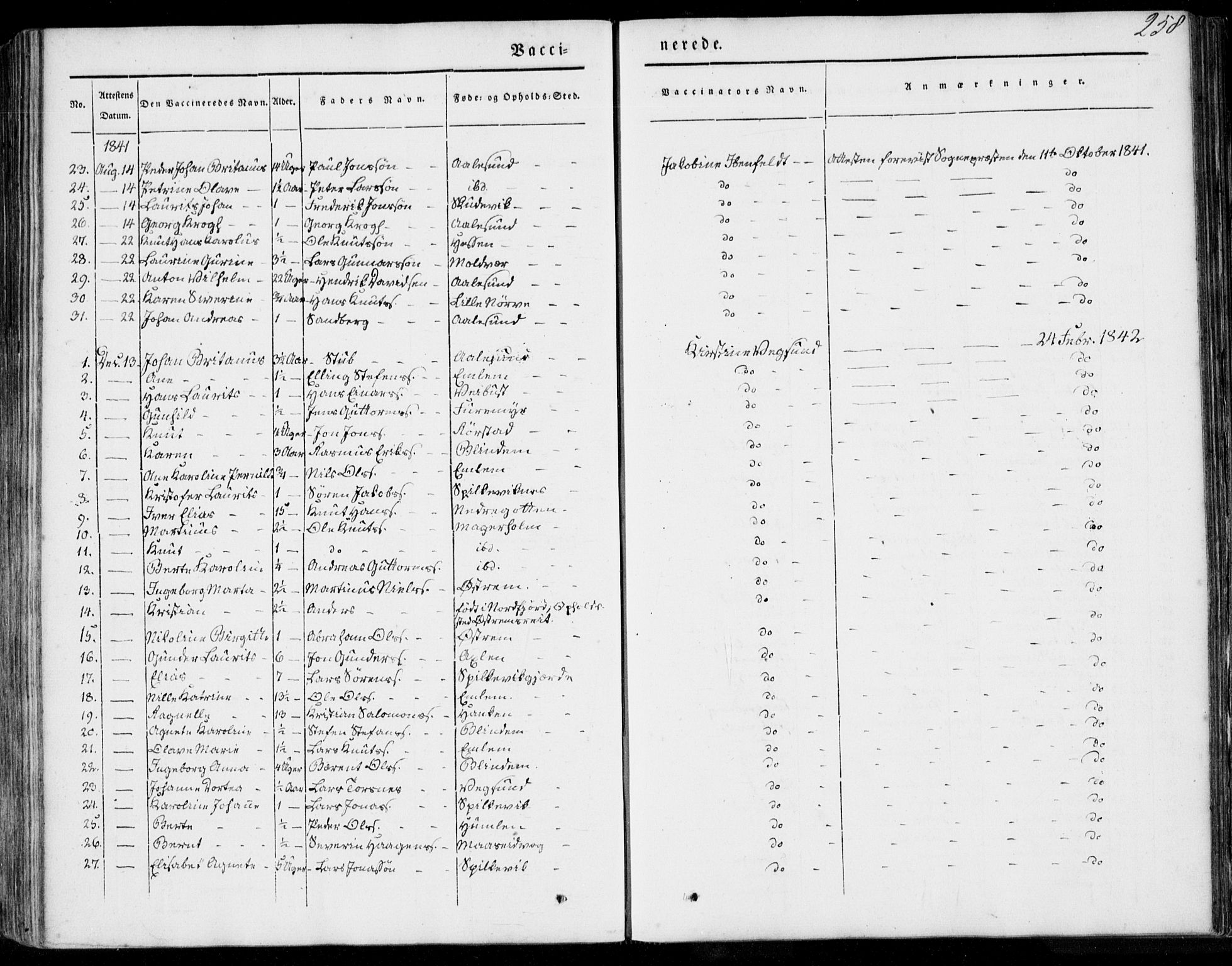 Ministerialprotokoller, klokkerbøker og fødselsregistre - Møre og Romsdal, SAT/A-1454/528/L0396: Ministerialbok nr. 528A07, 1839-1847, s. 258