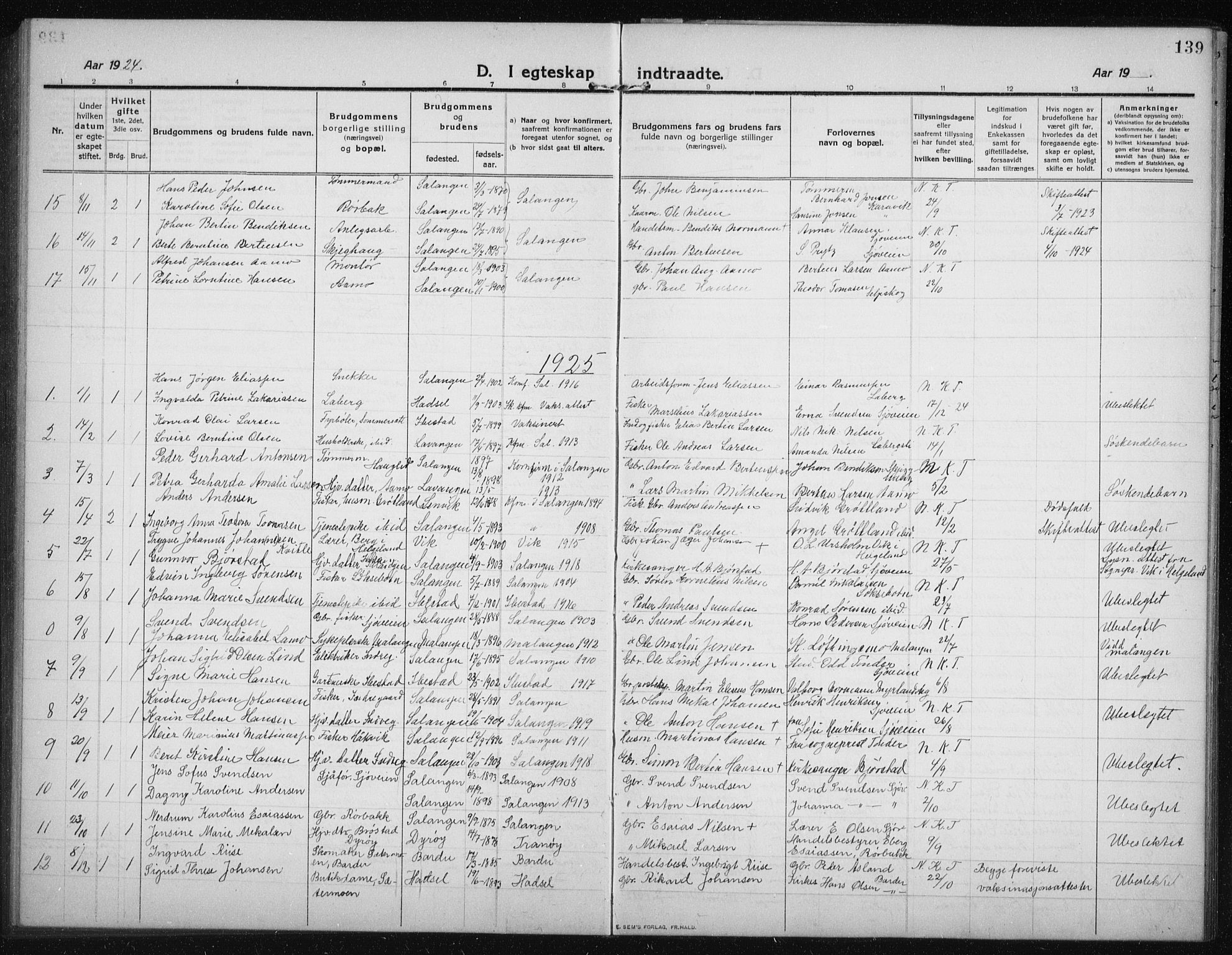 Salangen sokneprestembete, AV/SATØ-S-1324/H/Hb/L0005klokker: Klokkerbok nr. 5, 1918-1937, s. 139