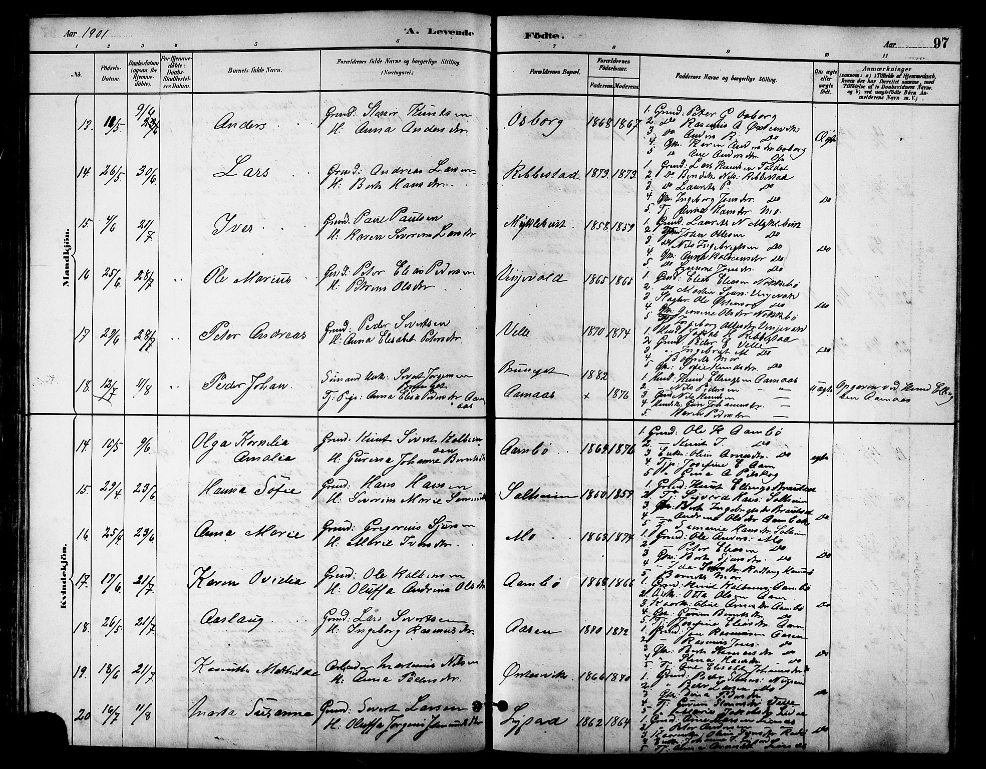 Ministerialprotokoller, klokkerbøker og fødselsregistre - Møre og Romsdal, AV/SAT-A-1454/513/L0189: Klokkerbok nr. 513C03, 1883-1904, s. 97