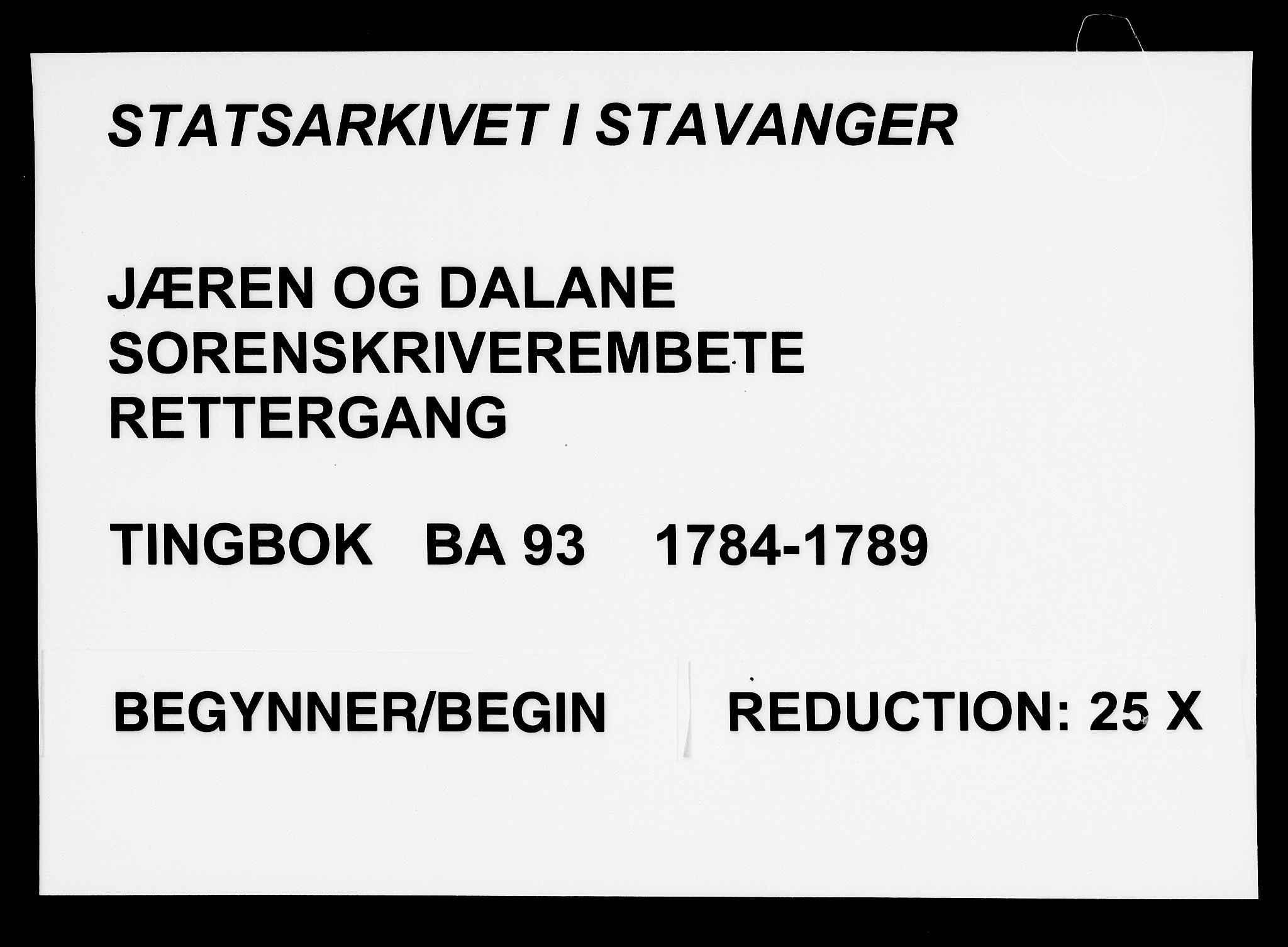 Jæren og Dalane sorenskriveri, SAST/A-100306/3/30/30BA/L0093: TINGBOK, 1784-1789