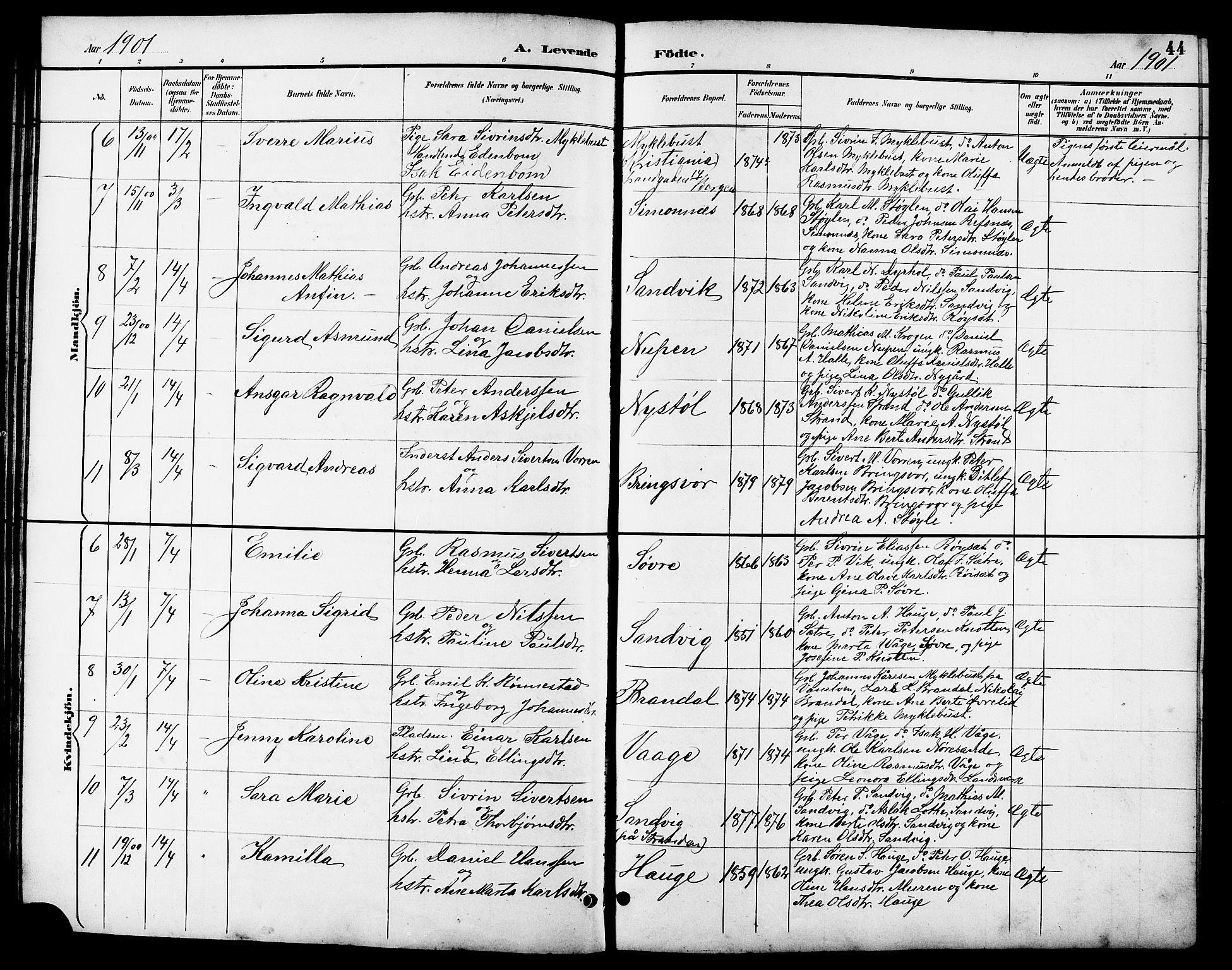 Ministerialprotokoller, klokkerbøker og fødselsregistre - Møre og Romsdal, AV/SAT-A-1454/503/L0049: Klokkerbok nr. 503C04, 1894-1915, s. 44