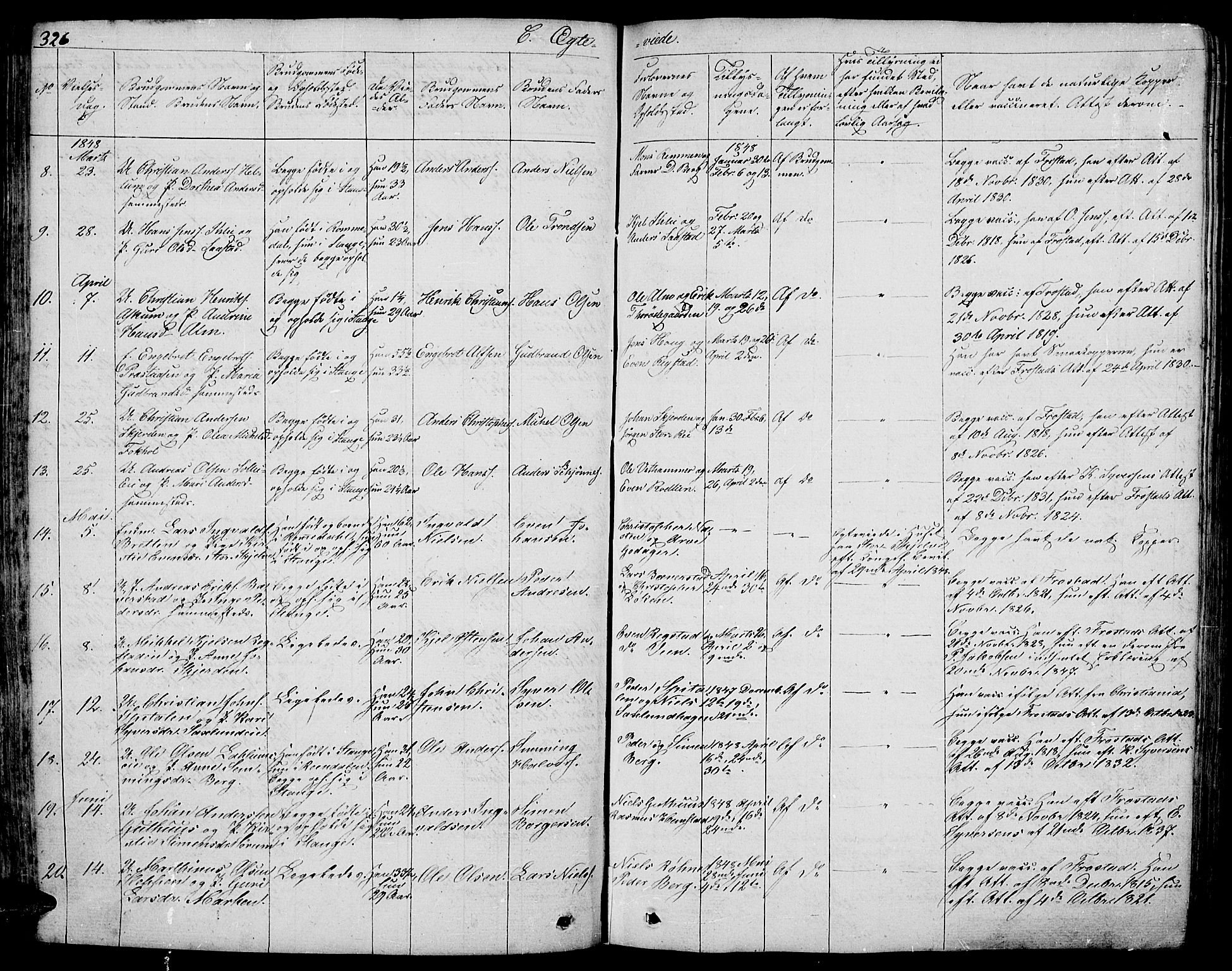 Stange prestekontor, AV/SAH-PREST-002/L/L0003: Klokkerbok nr. 3, 1840-1864, s. 326