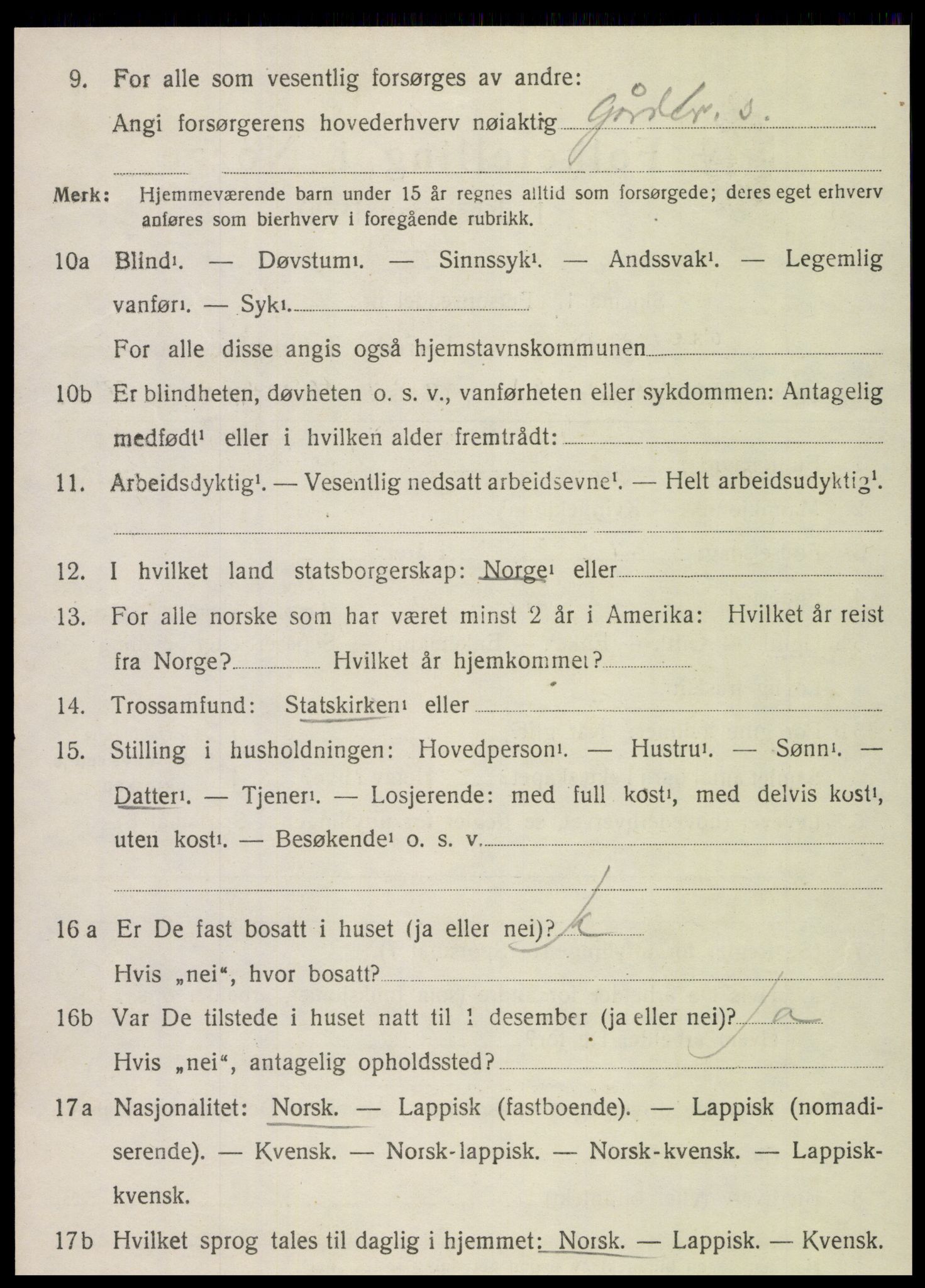 SAT, Folketelling 1920 for 1813 Velfjord herred, 1920, s. 1910