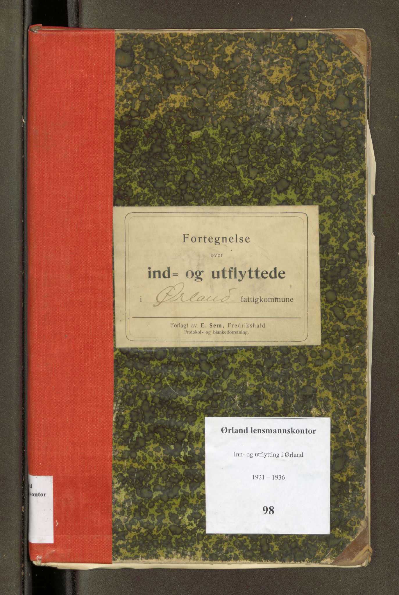 Ørland lensmannskontor, SAT/A-1794/3/03/L0098: Inn- og utflytting i Ørland, 1921-1936