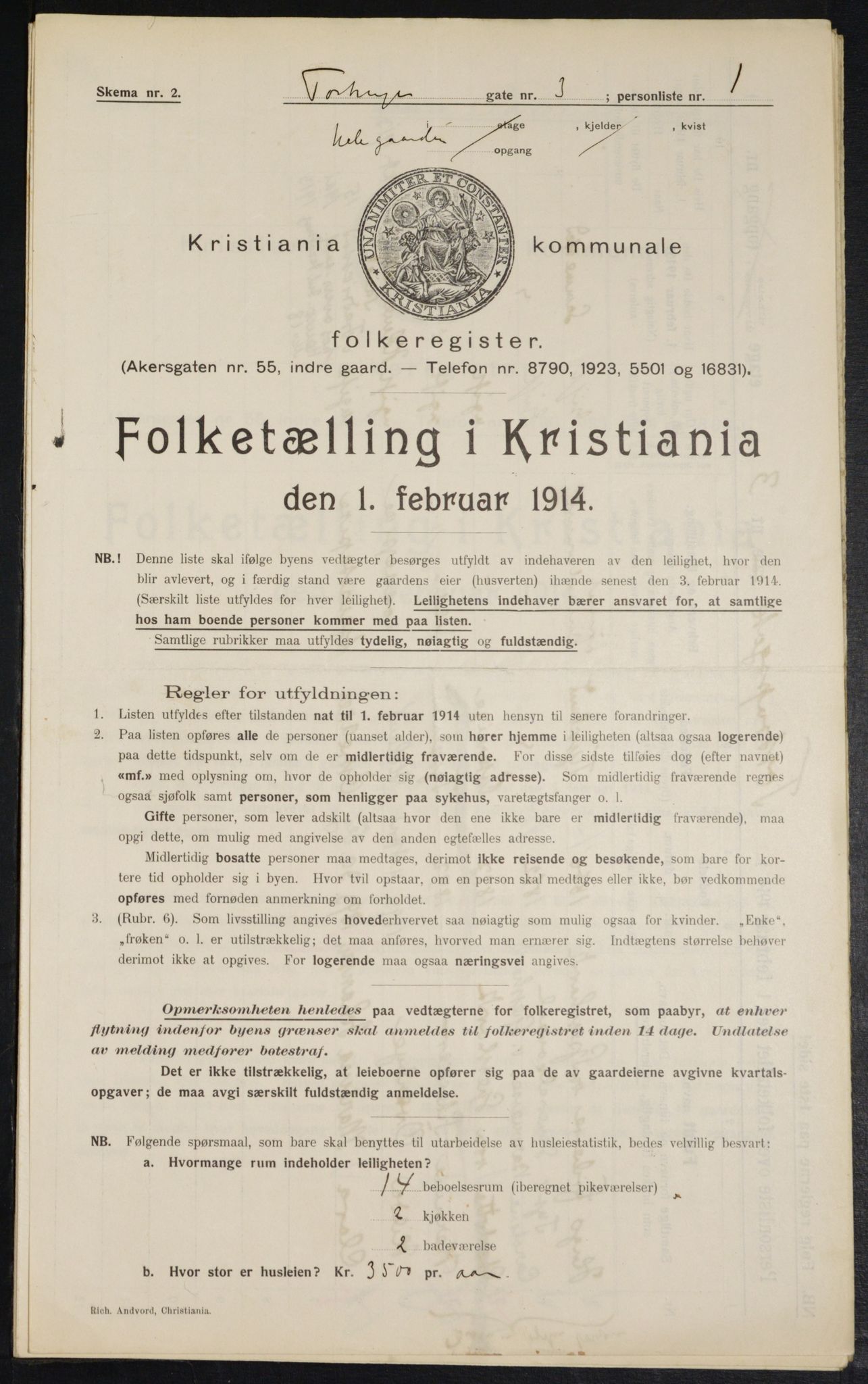 OBA, Kommunal folketelling 1.2.1914 for Kristiania, 1914, s. 115973