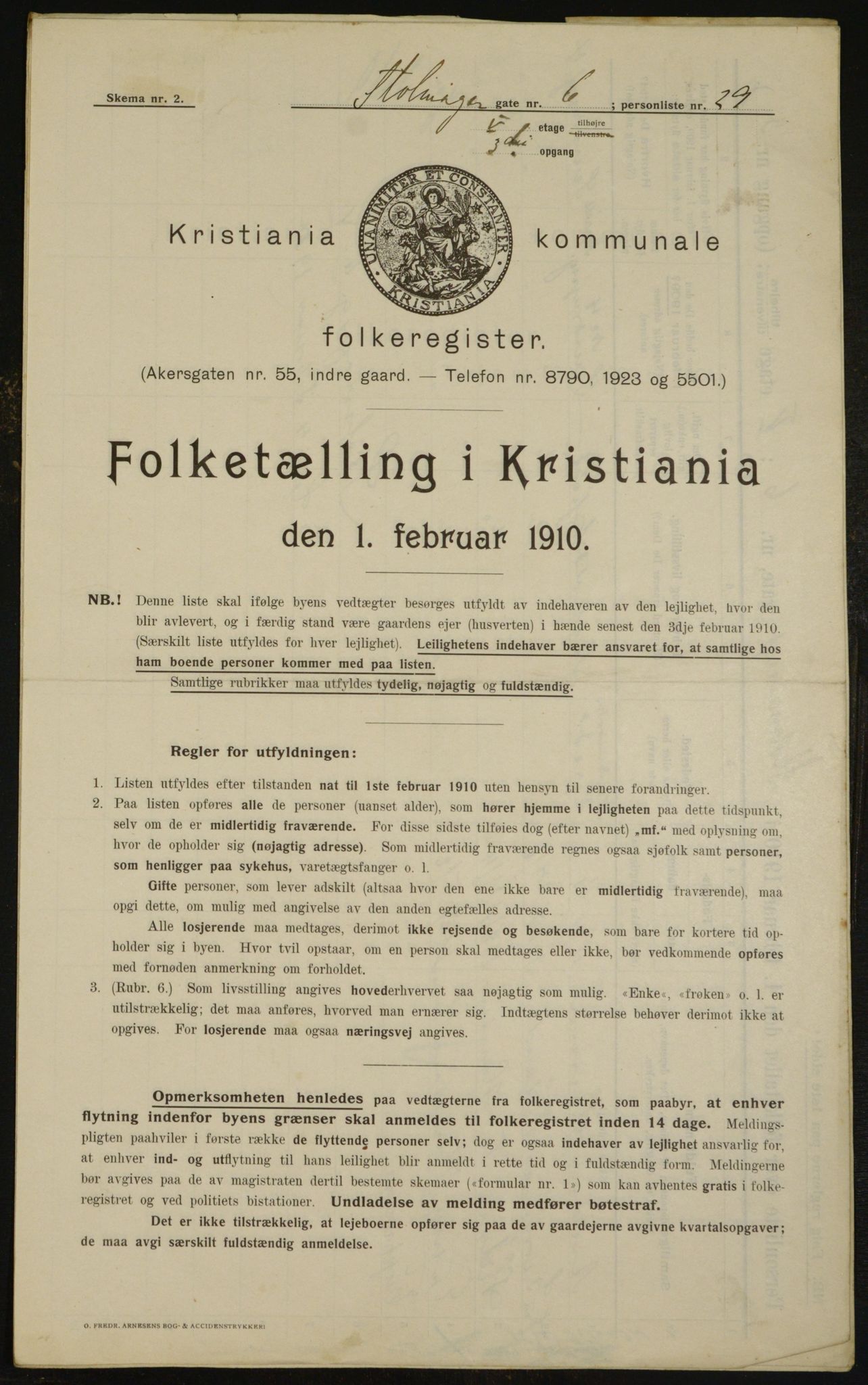 OBA, Kommunal folketelling 1.2.1910 for Kristiania, 1910, s. 97515