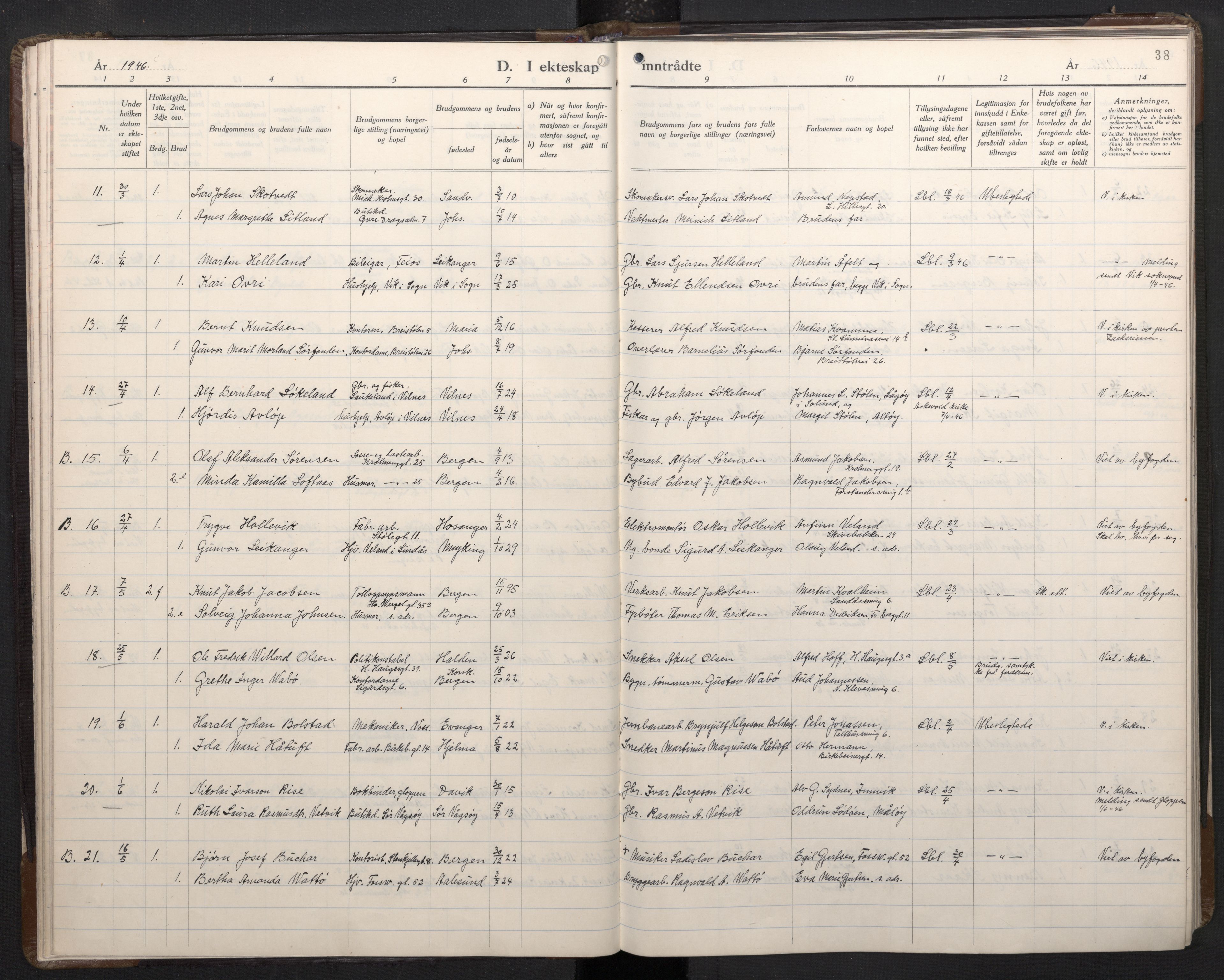 Mariakirken Sokneprestembete, SAB/A-76901/H/Haa/L0019: Ministerialbok nr. D 1, 1939-1963, s. 37b-38a