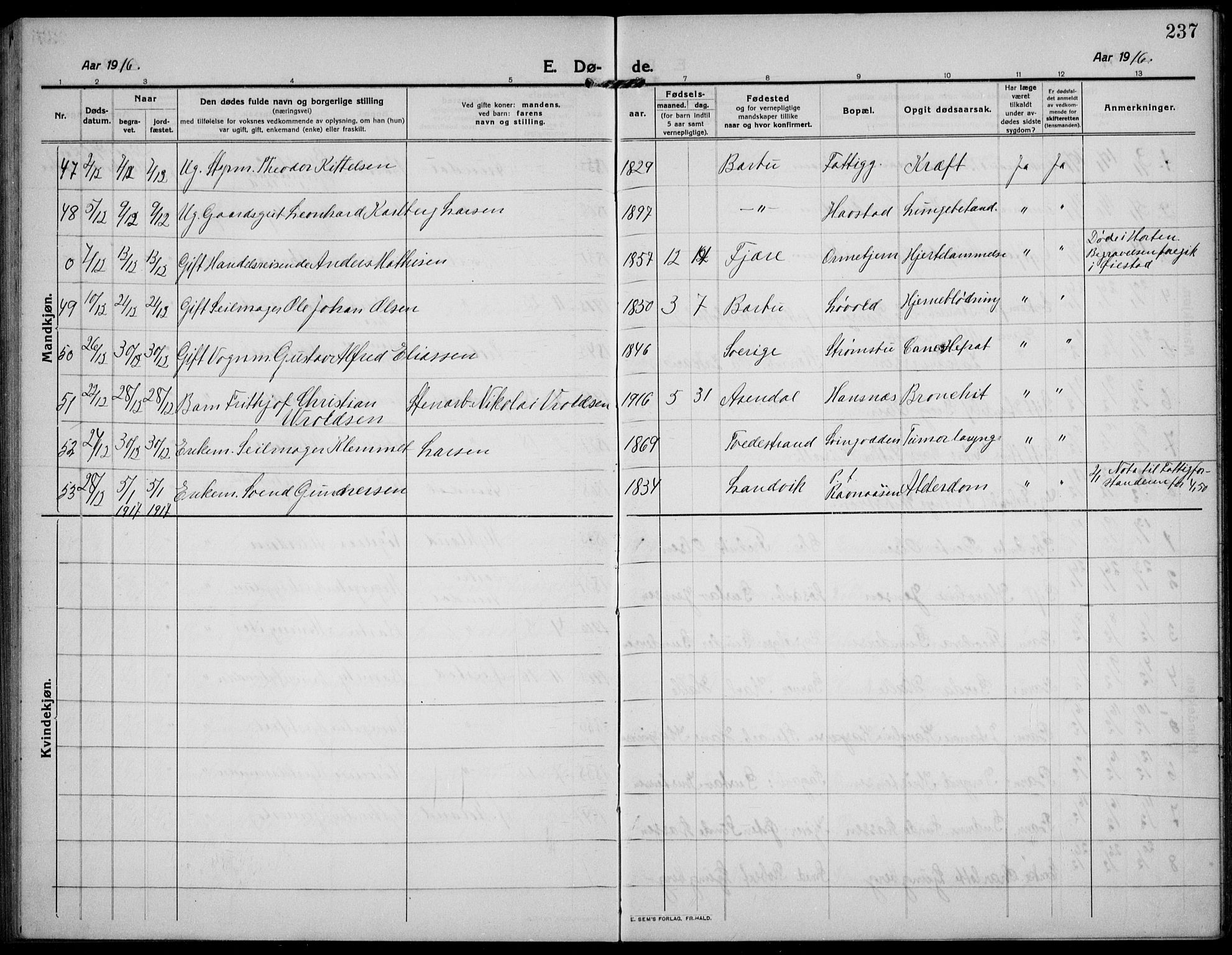 Barbu sokneprestkontor, AV/SAK-1111-0003/F/Fb/L0004: Klokkerbok nr. B 4, 1911-1936, s. 237