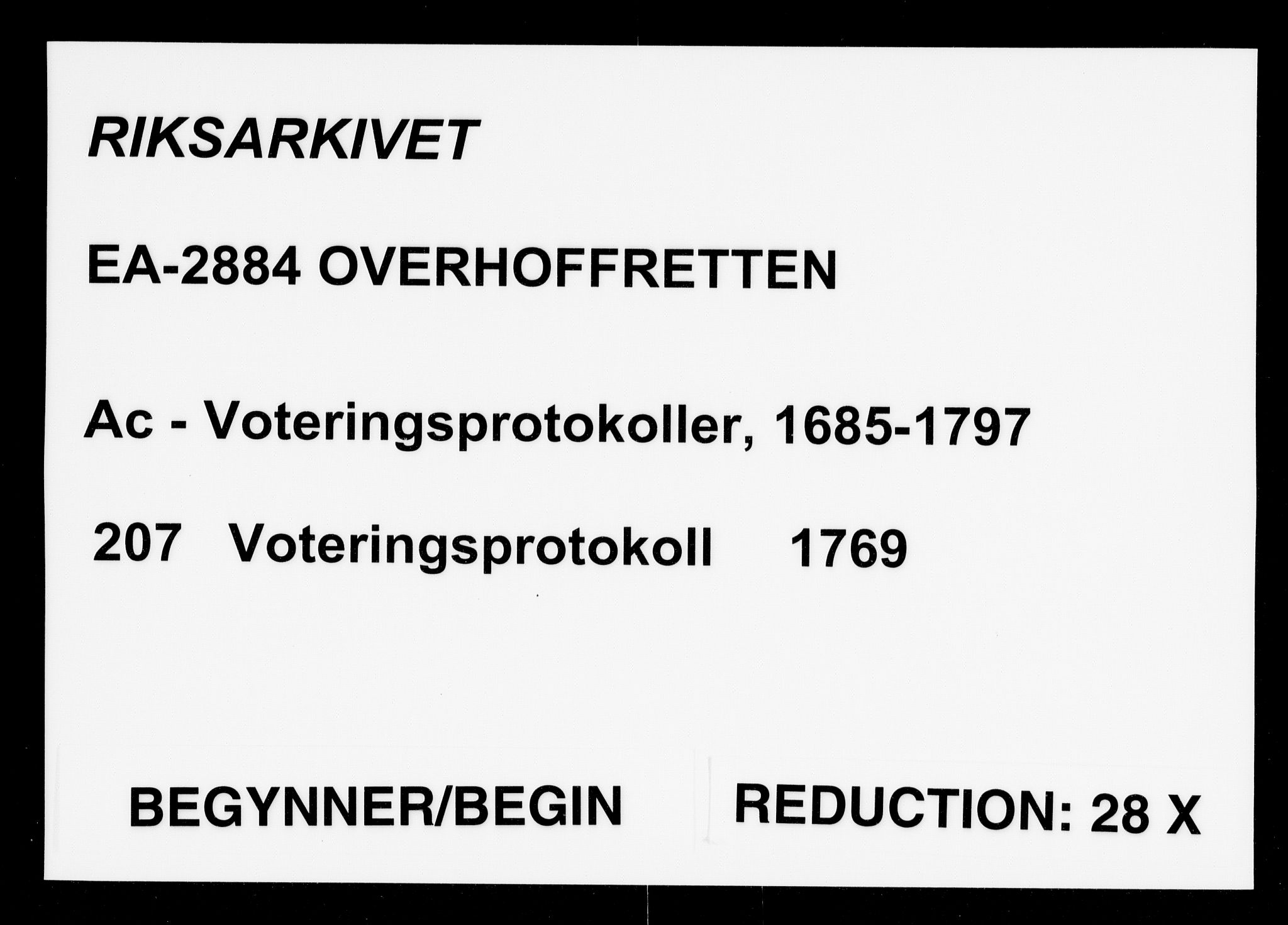 Overhoffretten 1667-1797, RA/EA-2884/Ac/L0207: Voteringsprotokoll, 1769