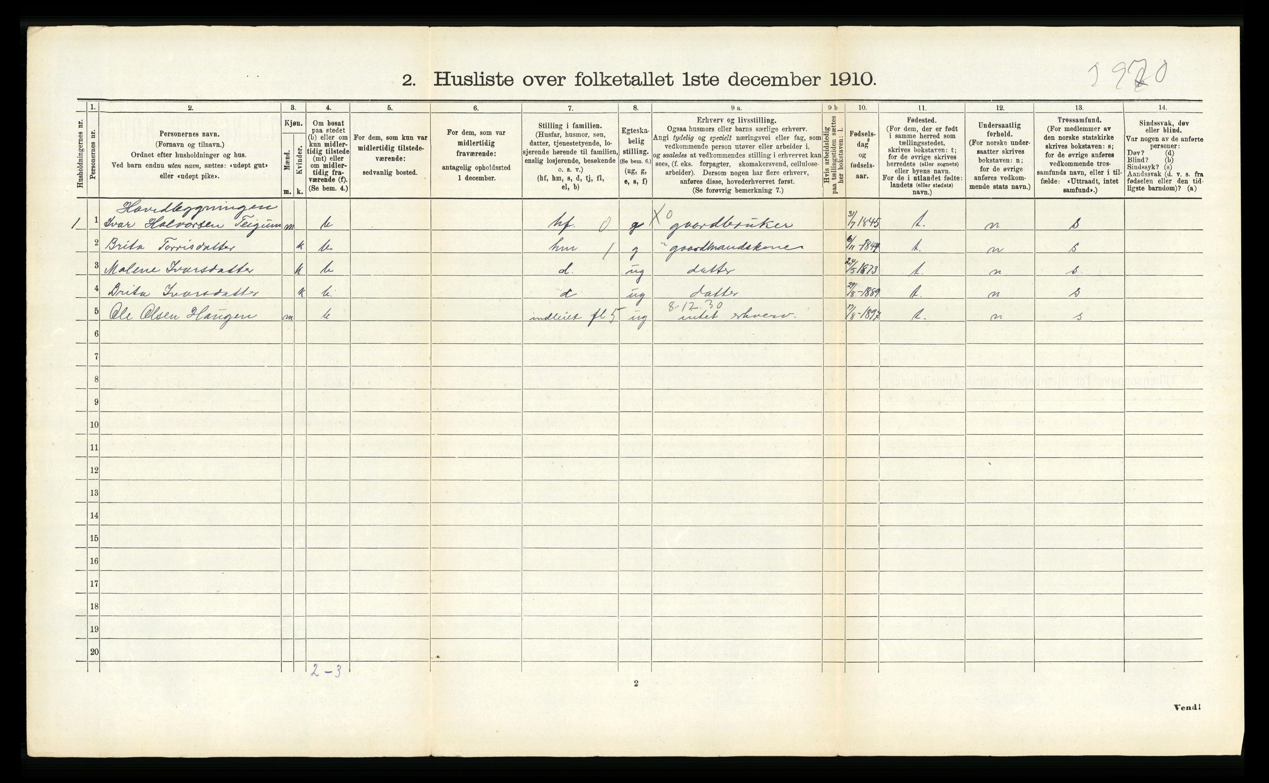 RA, Folketelling 1910 for 1423 Borgund herred, 1910, s. 208