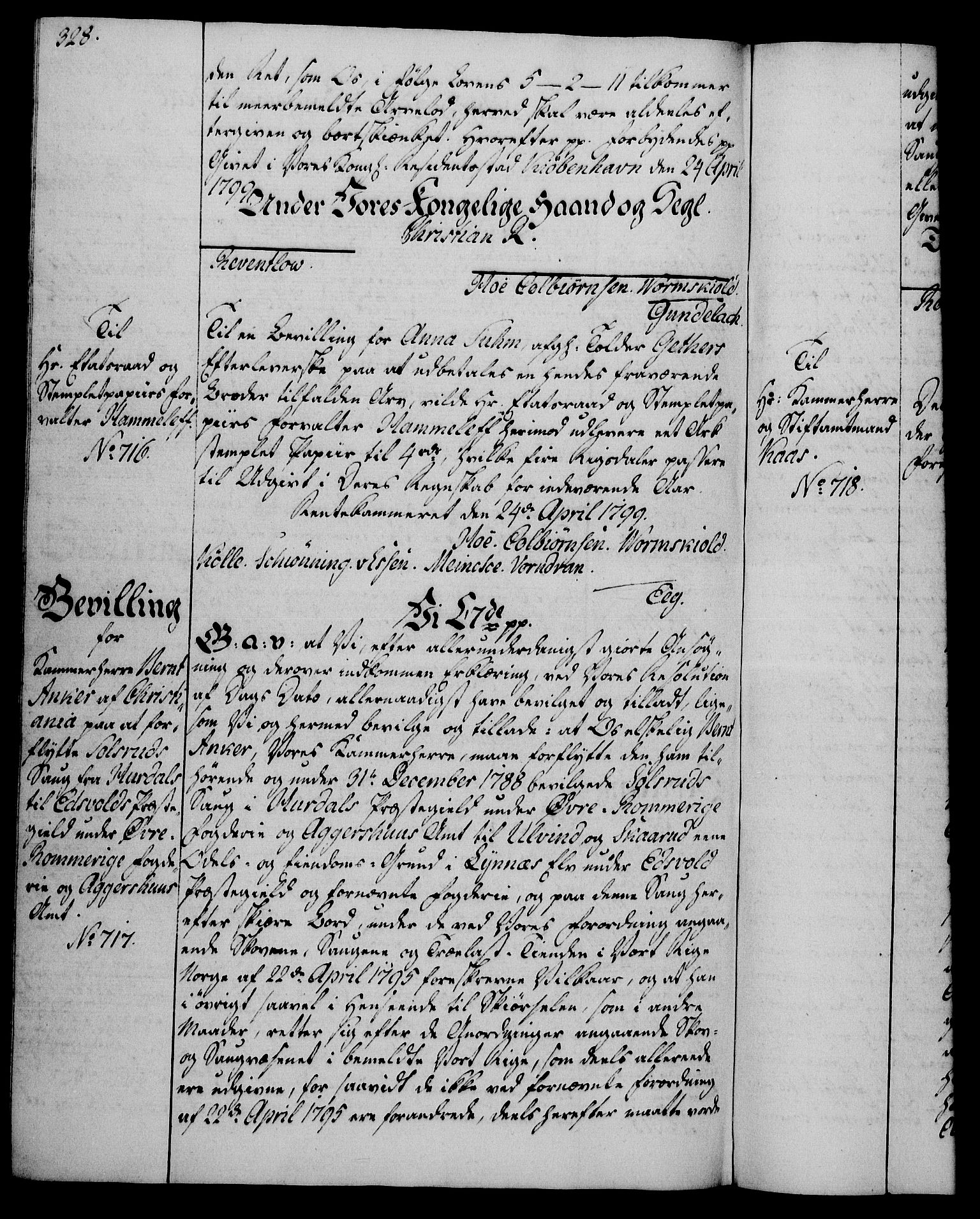 Rentekammeret, Kammerkanselliet, AV/RA-EA-3111/G/Gg/Gga/L0016: Norsk ekspedisjonsprotokoll med register (merket RK 53.16), 1794-1800, s. 328