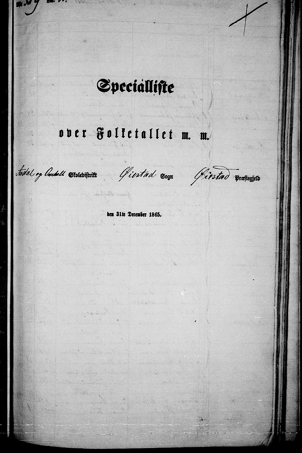 RA, Folketelling 1865 for 0920P Øyestad prestegjeld, 1865, s. 158