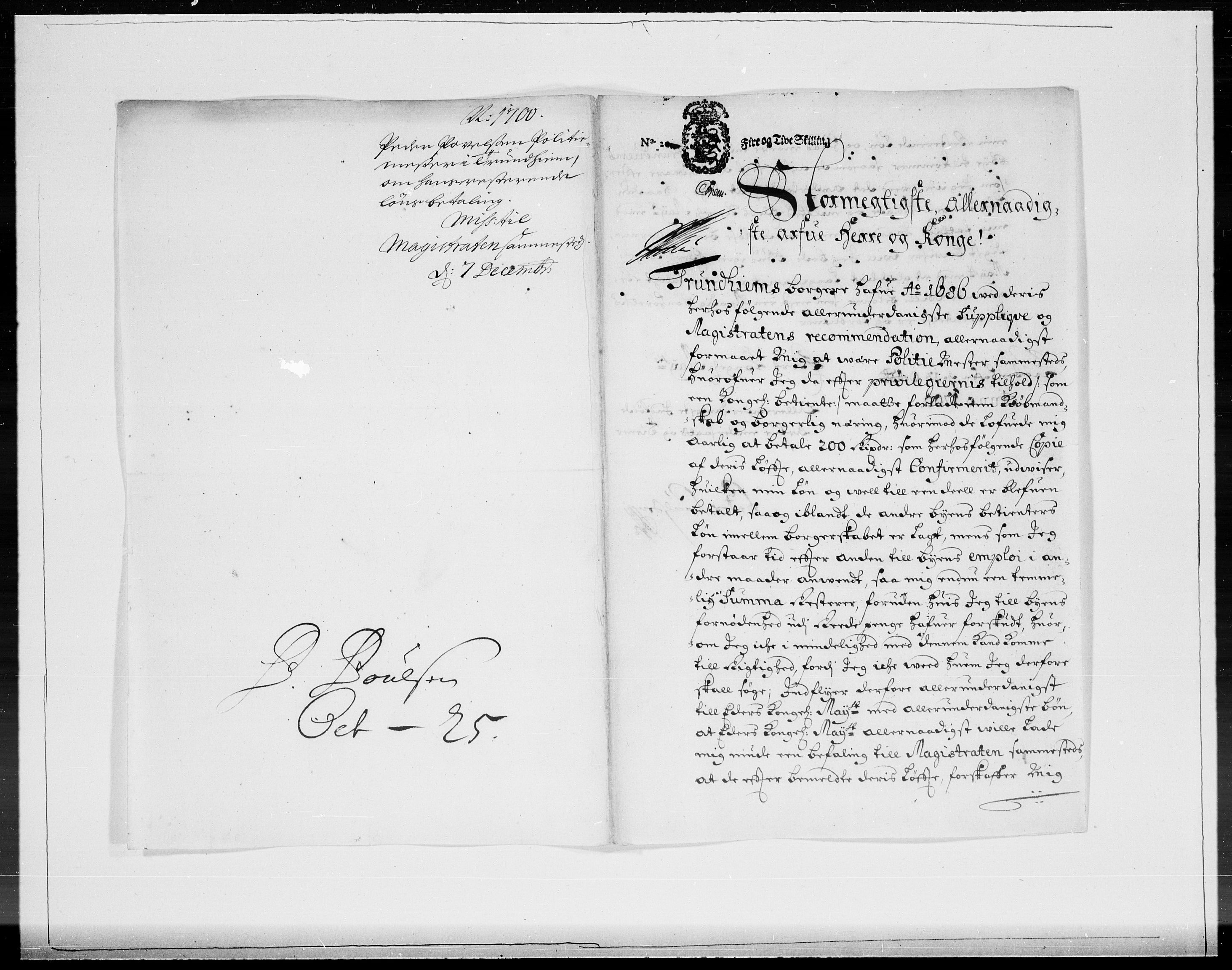 Danske Kanselli 1572-1799, AV/RA-EA-3023/F/Fc/Fcc/Fcca/L0051: Norske innlegg 1572-1799, 1700, s. 185