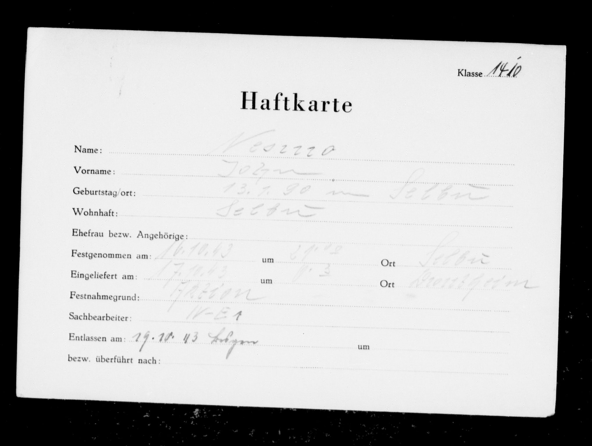 Befehlshaber der Sicherheitspolizei und des SD, RA/RAFA-5969/F/Fc/L0009: Fangeregister Falstad: Neslund og Nest - P, 1941-1945
