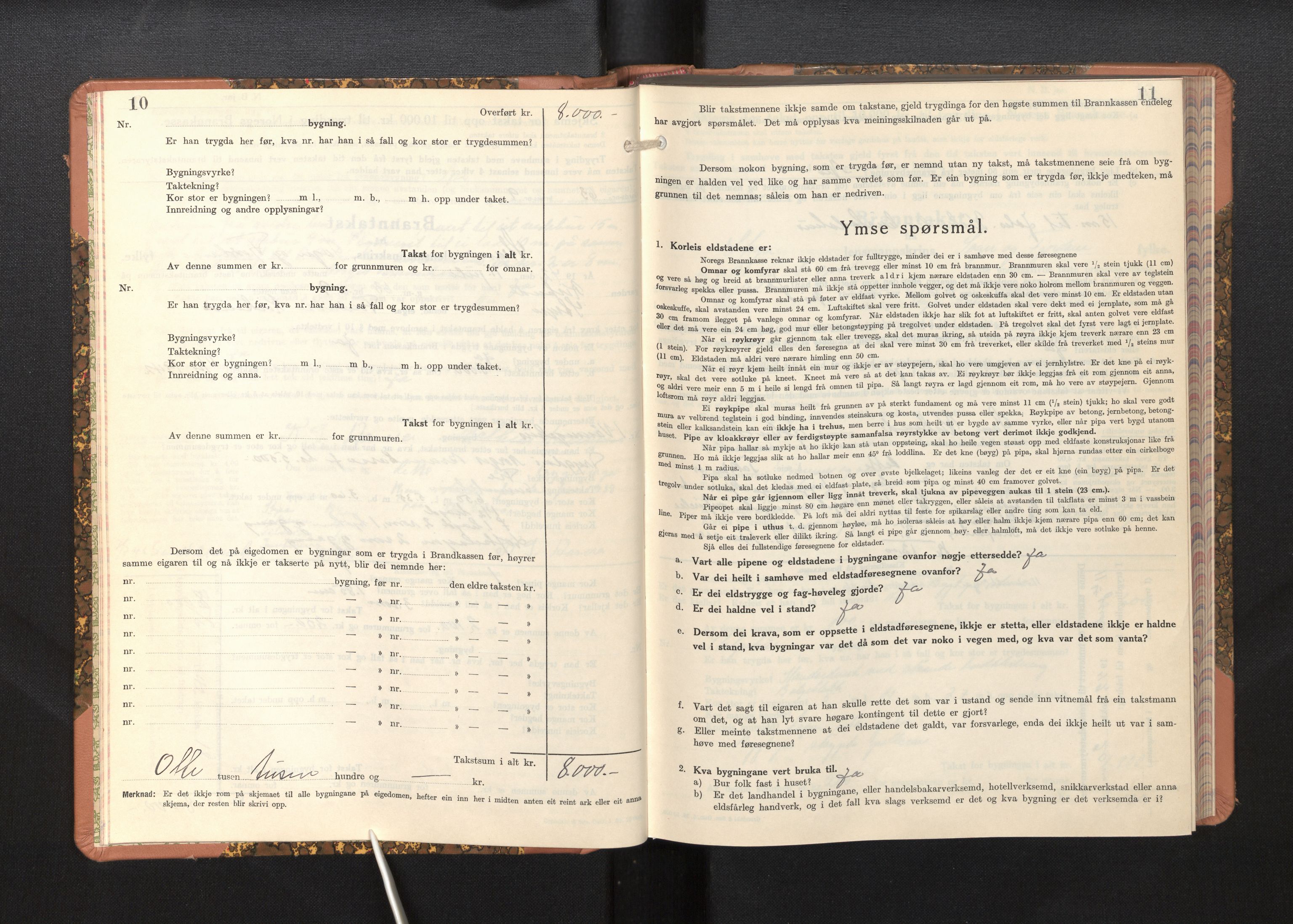 Lensmannen i Stryn, SAB/A-30101/0012/L0003: Branntakstprotokoll, skjematakst, 1942-1950, s. 10-11