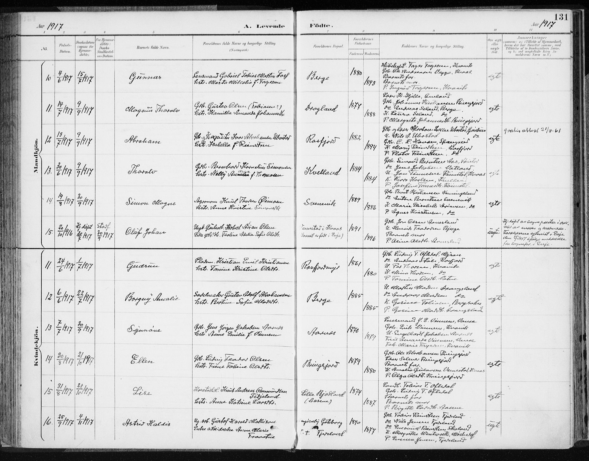 Lyngdal sokneprestkontor, AV/SAK-1111-0029/F/Fa/Fac/L0012: Ministerialbok nr. A 12, 1894-1918, s. 131