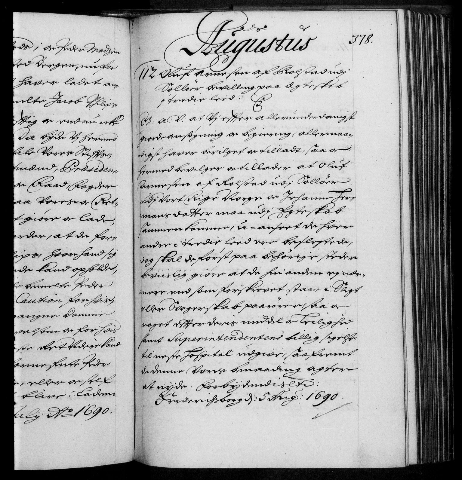 Danske Kanselli 1572-1799, RA/EA-3023/F/Fc/Fca/Fcaa/L0015: Norske registre (mikrofilm), 1688-1691, s. 378a