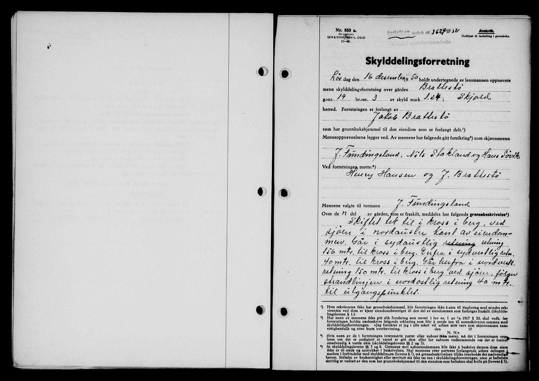 Karmsund sorenskriveri, SAST/A-100311/01/II/IIB/L0101: Pantebok nr. 81A, 1950-1951, Dagboknr: 3624/1950