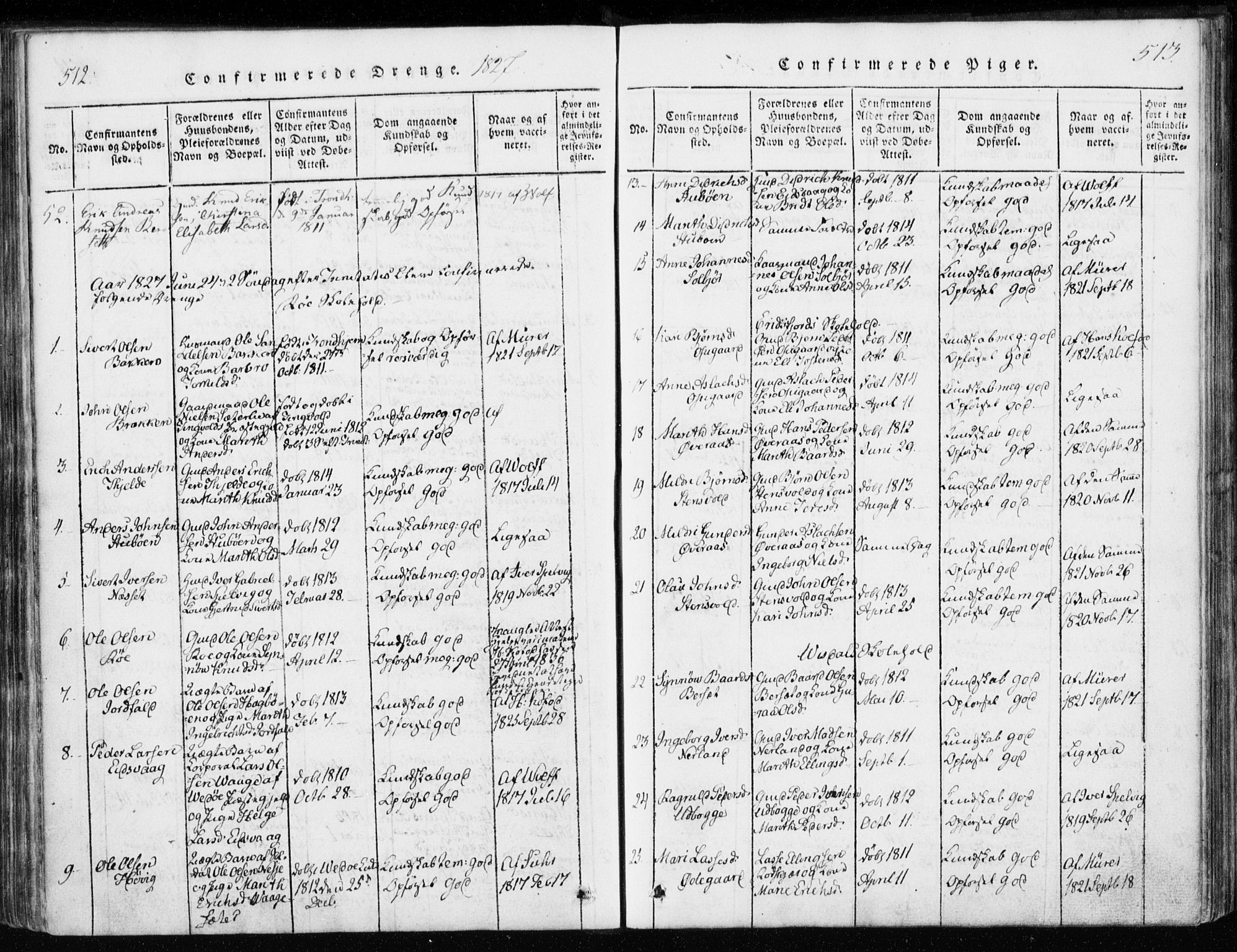 Ministerialprotokoller, klokkerbøker og fødselsregistre - Møre og Romsdal, AV/SAT-A-1454/551/L0623: Ministerialbok nr. 551A03, 1818-1831, s. 512-513