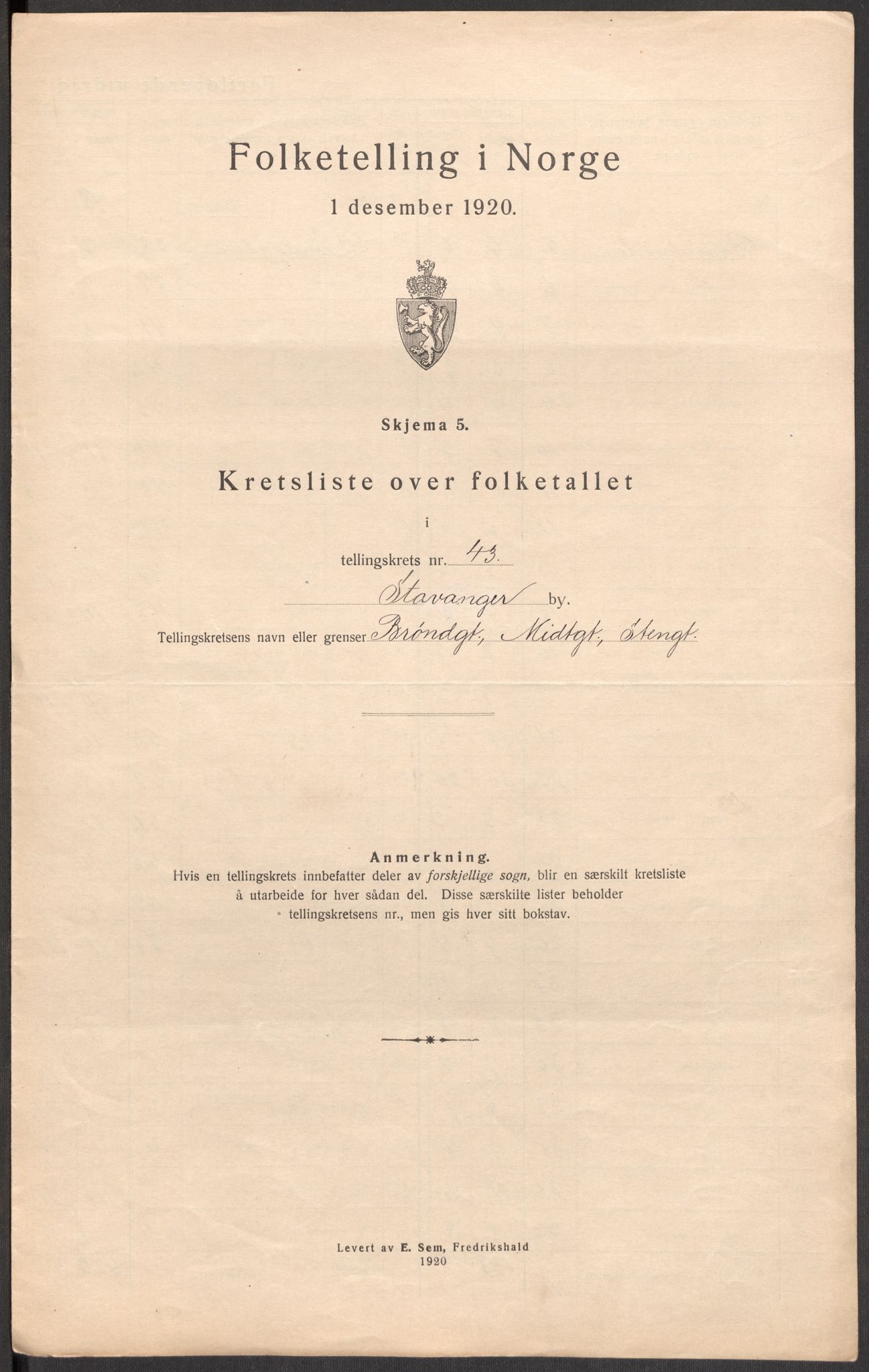 SAST, Folketelling 1920 for 1103 Stavanger kjøpstad, 1920, s. 134