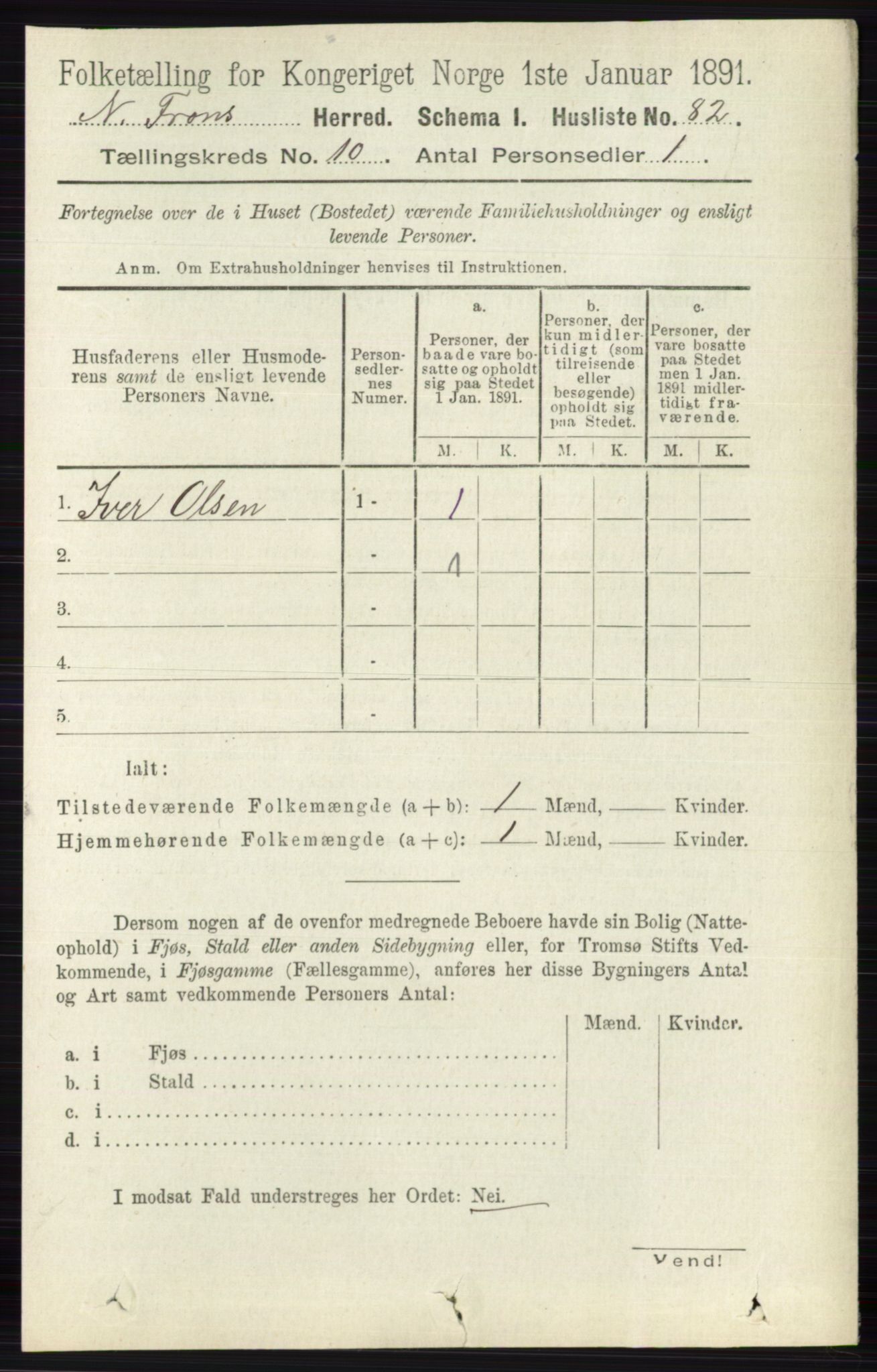 RA, Folketelling 1891 for 0518 Nord-Fron herred, 1891, s. 4384