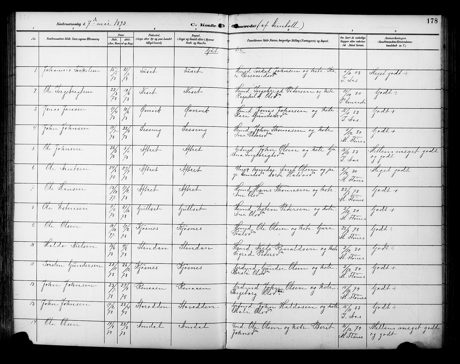 Ministerialprotokoller, klokkerbøker og fødselsregistre - Sør-Trøndelag, AV/SAT-A-1456/695/L1149: Ministerialbok nr. 695A09, 1891-1902, s. 178