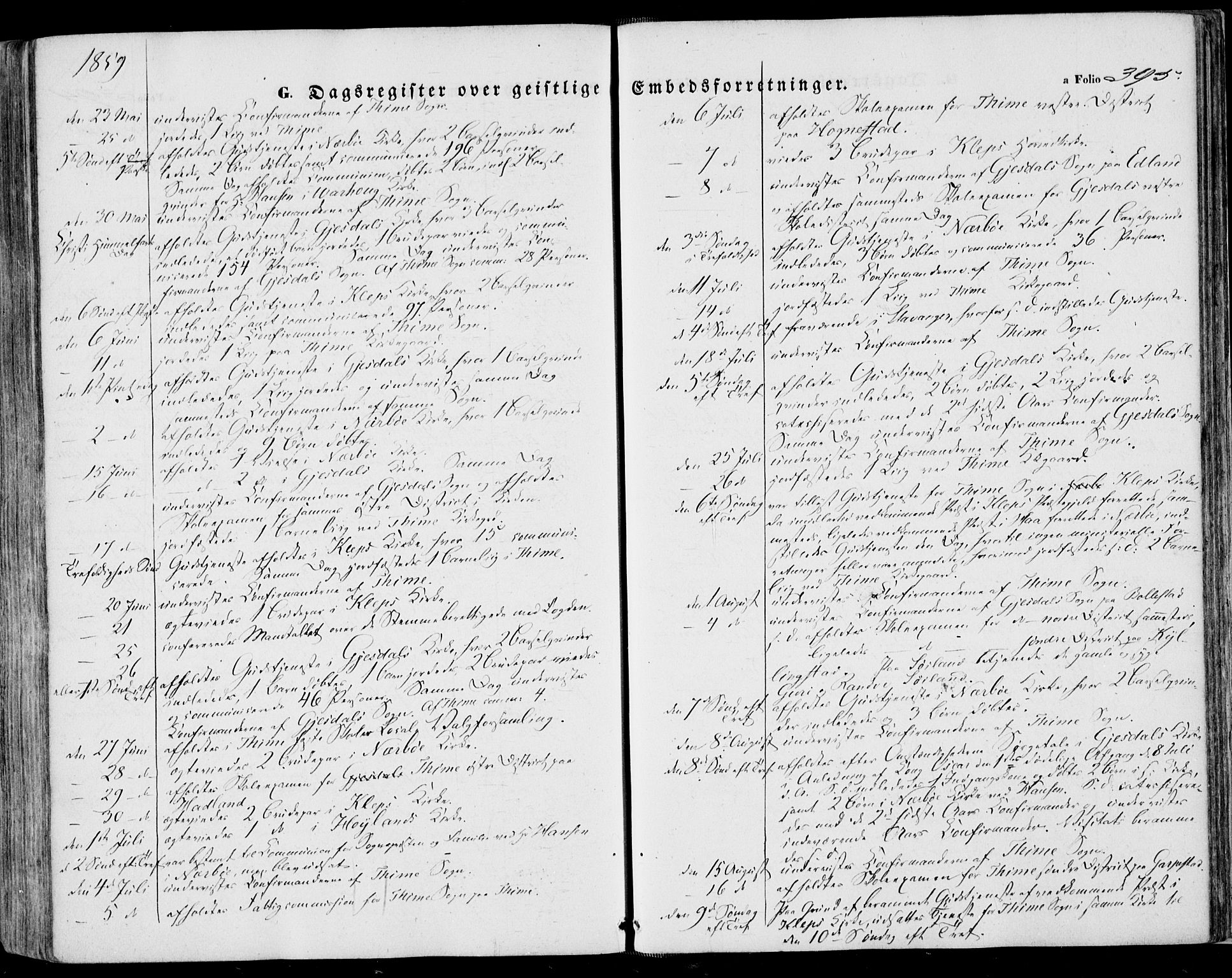 Lye sokneprestkontor, AV/SAST-A-101794/001/30BA/L0007: Ministerialbok nr. A 6, 1856-1871, s. 395