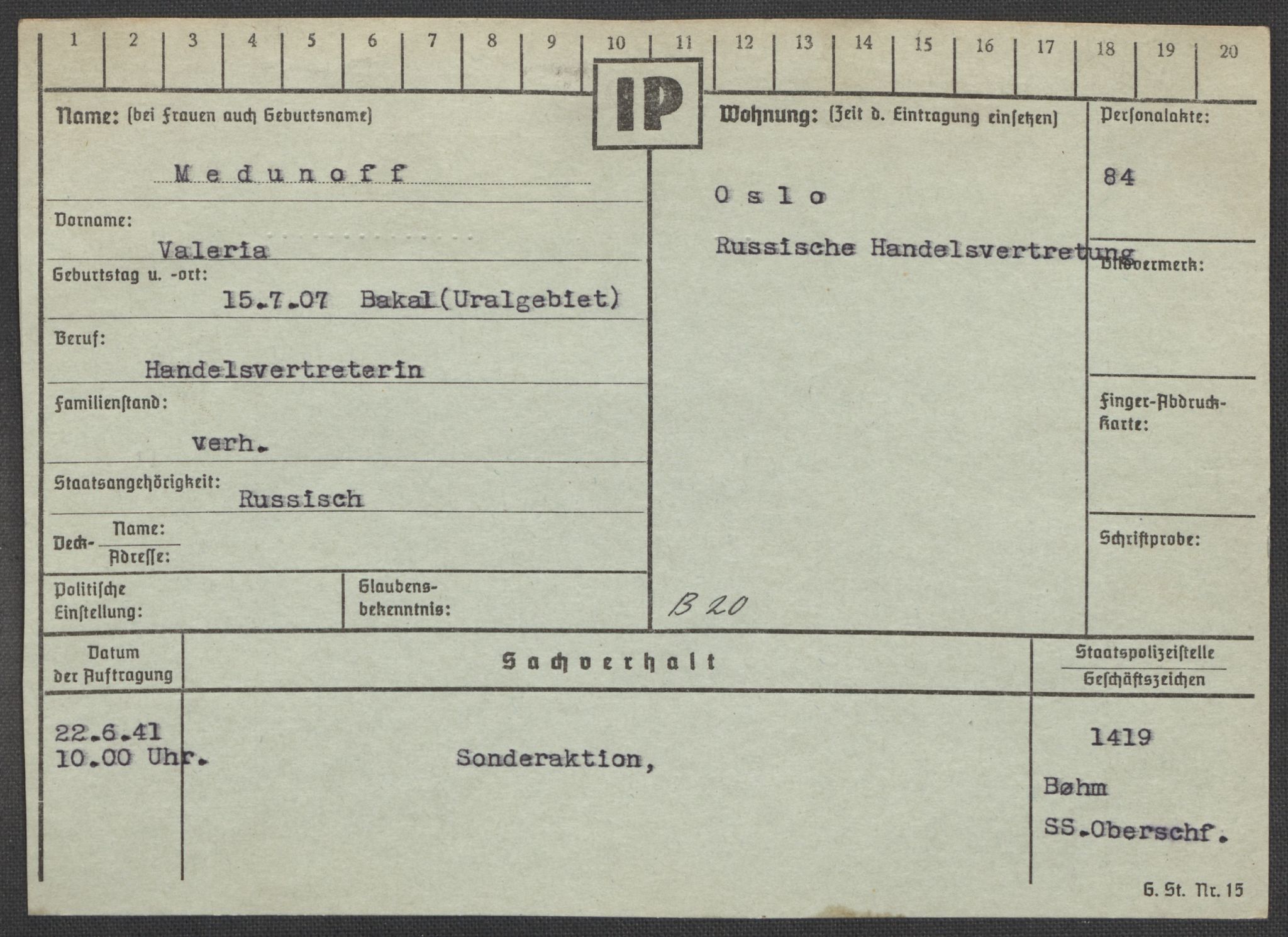 Befehlshaber der Sicherheitspolizei und des SD, RA/RAFA-5969/E/Ea/Eaa/L0007: Register over norske fanger i Møllergata 19: Lundb-N, 1940-1945, s. 488