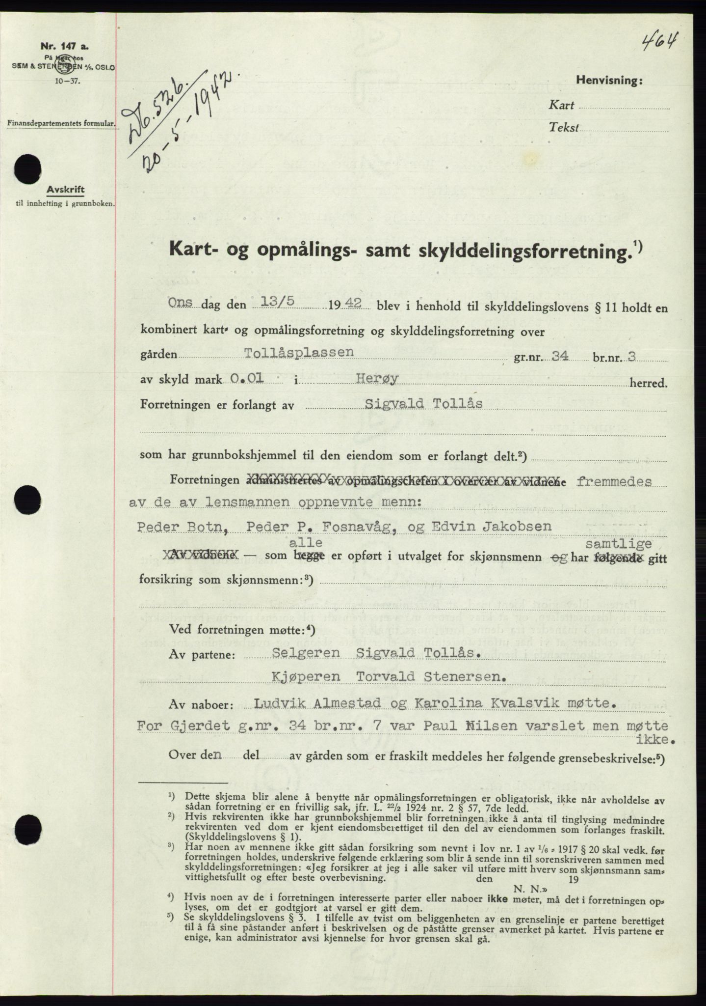 Søre Sunnmøre sorenskriveri, SAT/A-4122/1/2/2C/L0073: Pantebok nr. 67, 1941-1942, Dagboknr: 526/1942