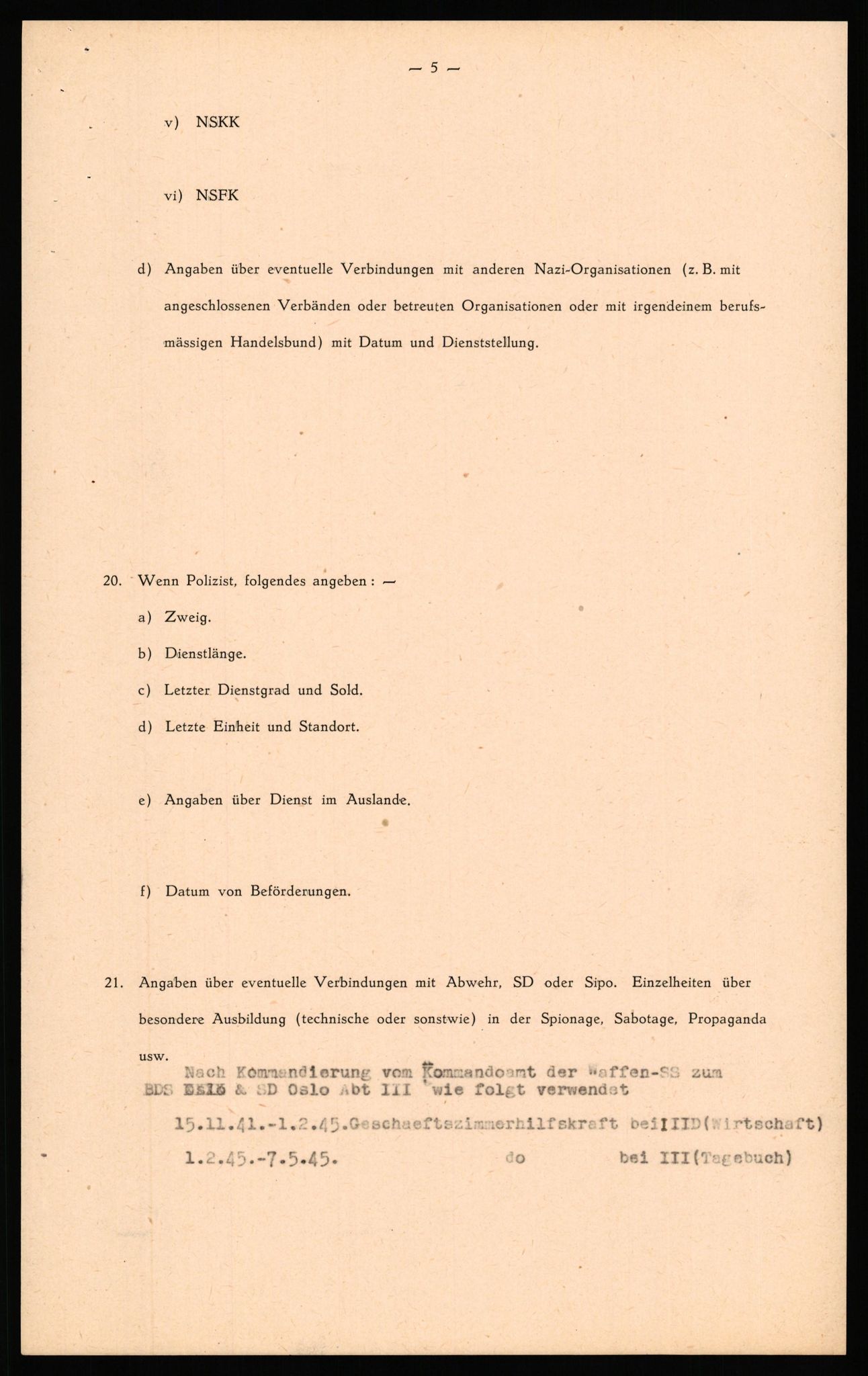 Forsvaret, Forsvarets overkommando II, AV/RA-RAFA-3915/D/Db/L0039: CI Questionaires. Tyske okkupasjonsstyrker i Norge. Østerrikere., 1945-1946, s. 352