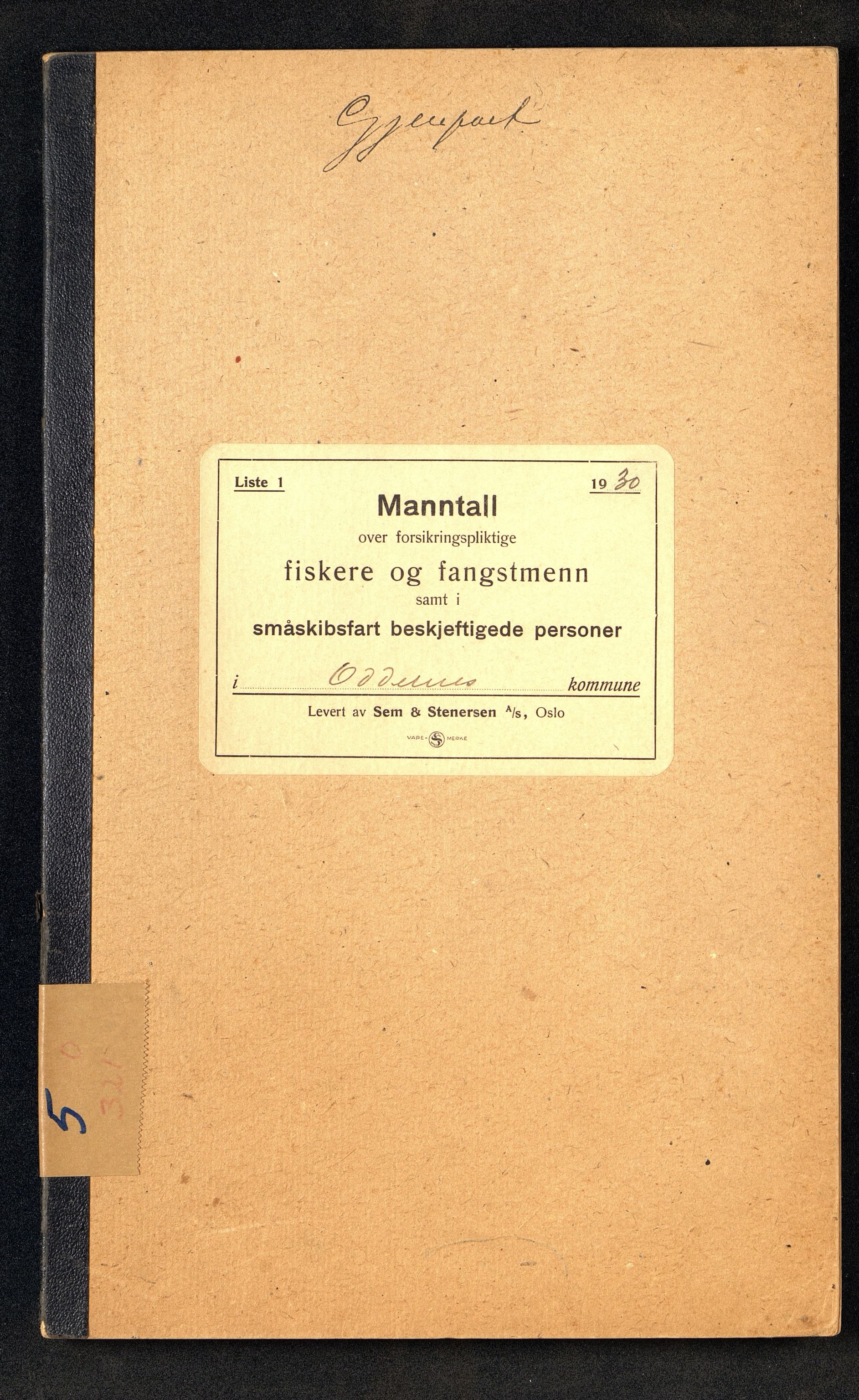 Oddernes kommune - Fiskermanntallnemnda, ARKSOR/1001OD622/F/L0001/0004: Manntall over forsikringspliktige fiskere og fangstmenn / Manntall over forsikringspliktige fiskere og fangstmenn, 1930