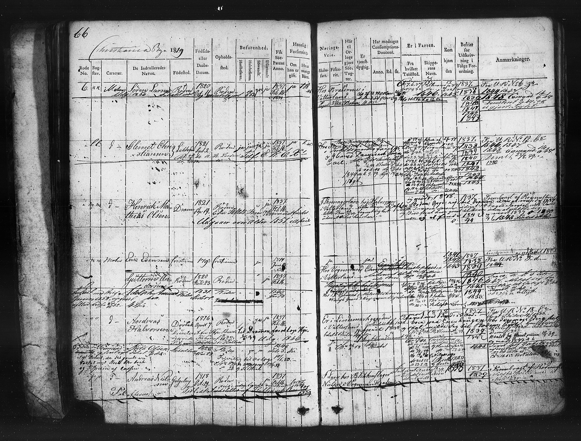 Oslo mønstringskontor, AV/SAO-A-10569g/F/Fc/Fcb/L0001: Hovedrulle, 1819-1860, s. 67