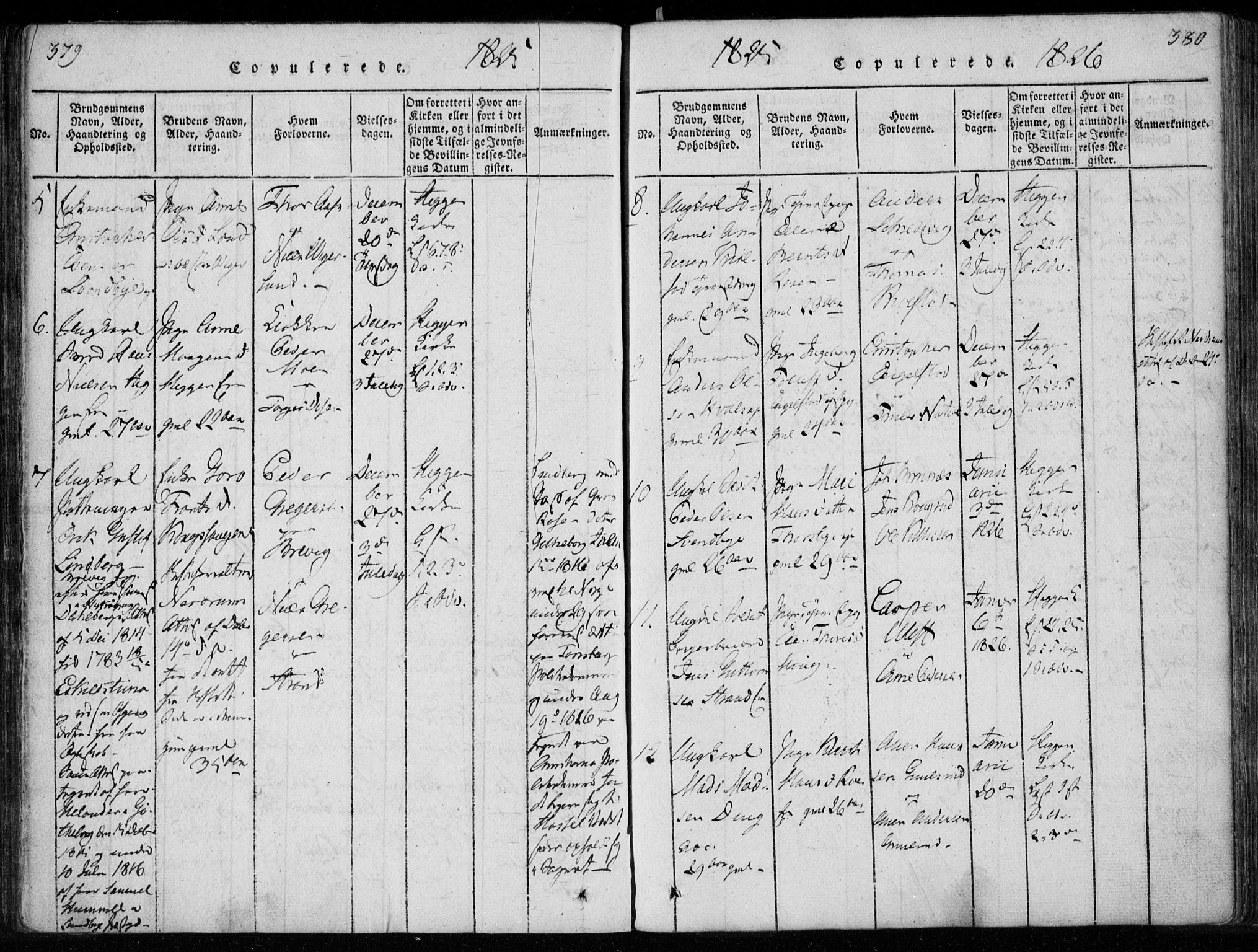 Modum kirkebøker, AV/SAKO-A-234/F/Fa/L0005: Ministerialbok nr. 5, 1824-1841, s. 379-380