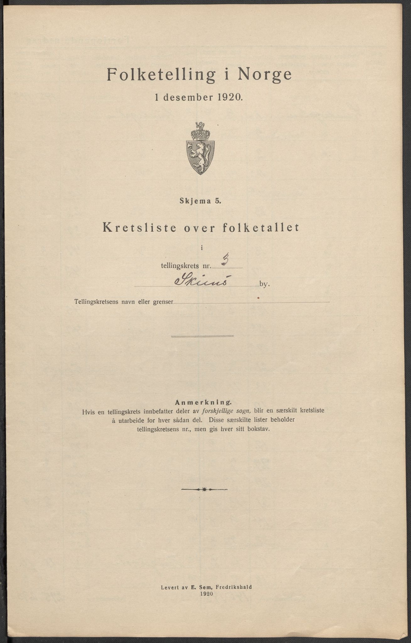 SAKO, Folketelling 1920 for 0806 Skien kjøpstad, 1920, s. 15
