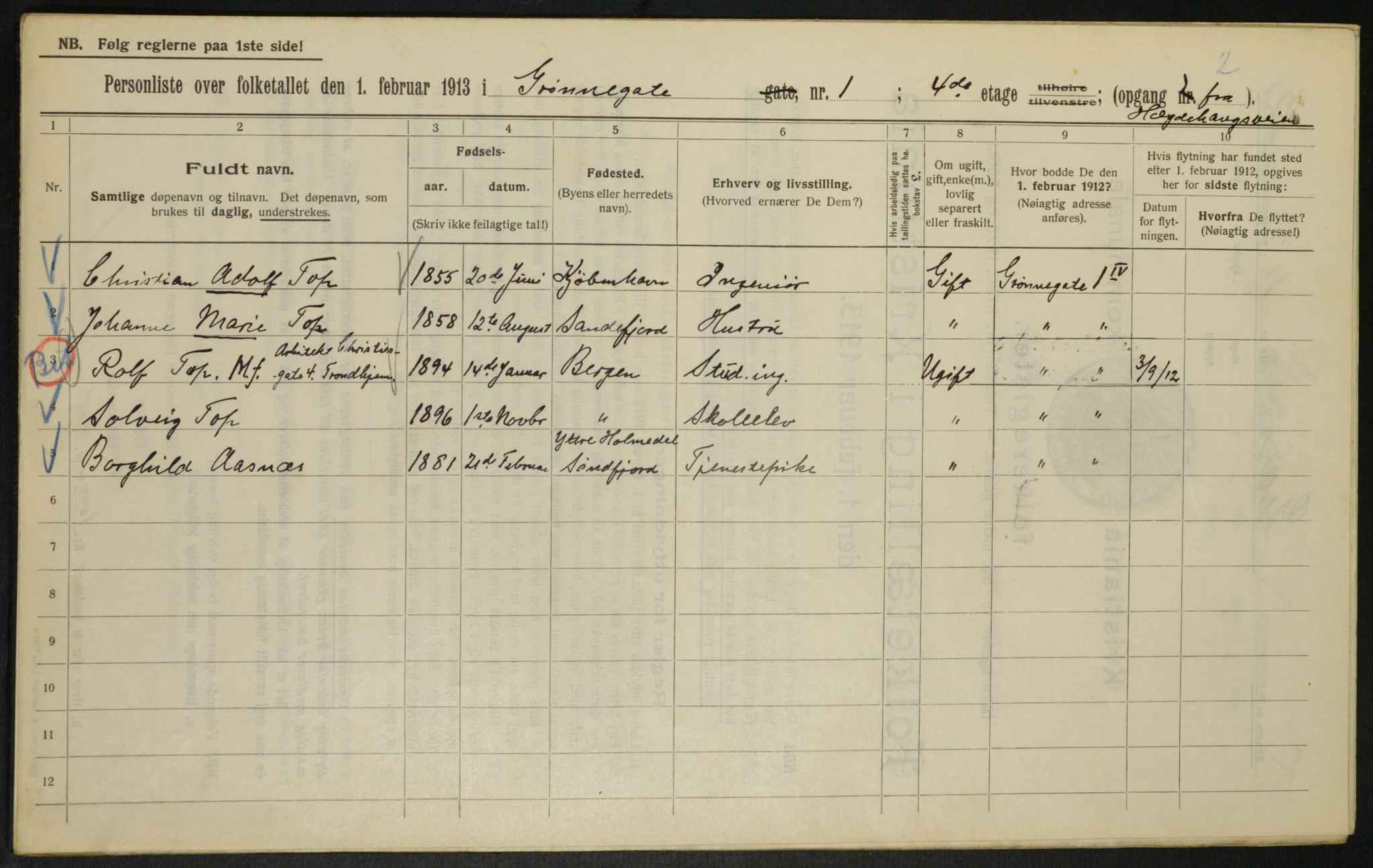 OBA, Kommunal folketelling 1.2.1913 for Kristiania, 1913, s. 32328