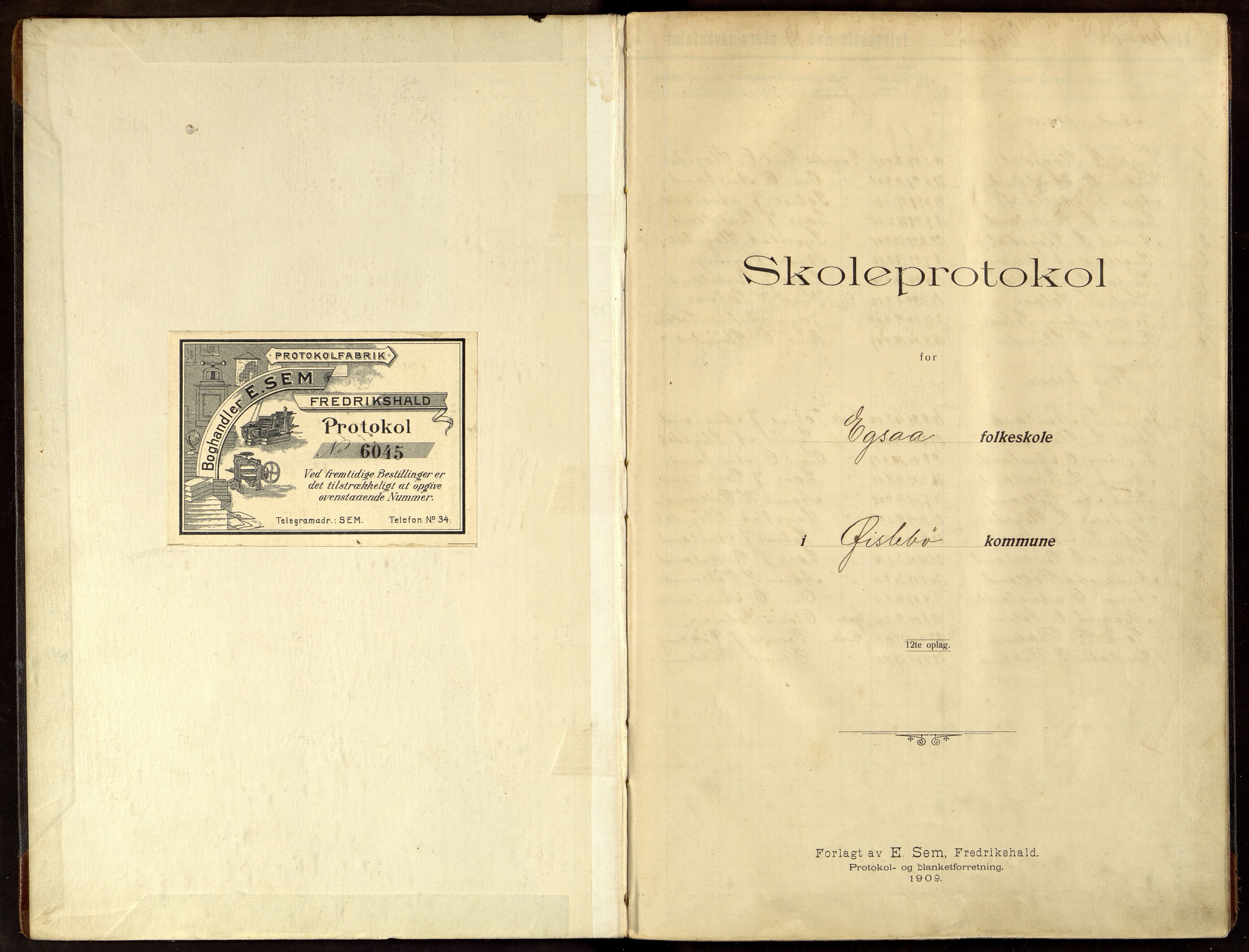 Øyslebø kommune - Eikså Skole, ARKSOR/1021ØY551/H/L0001: Skoleprotokoll/ inventarliste, 1910-1931